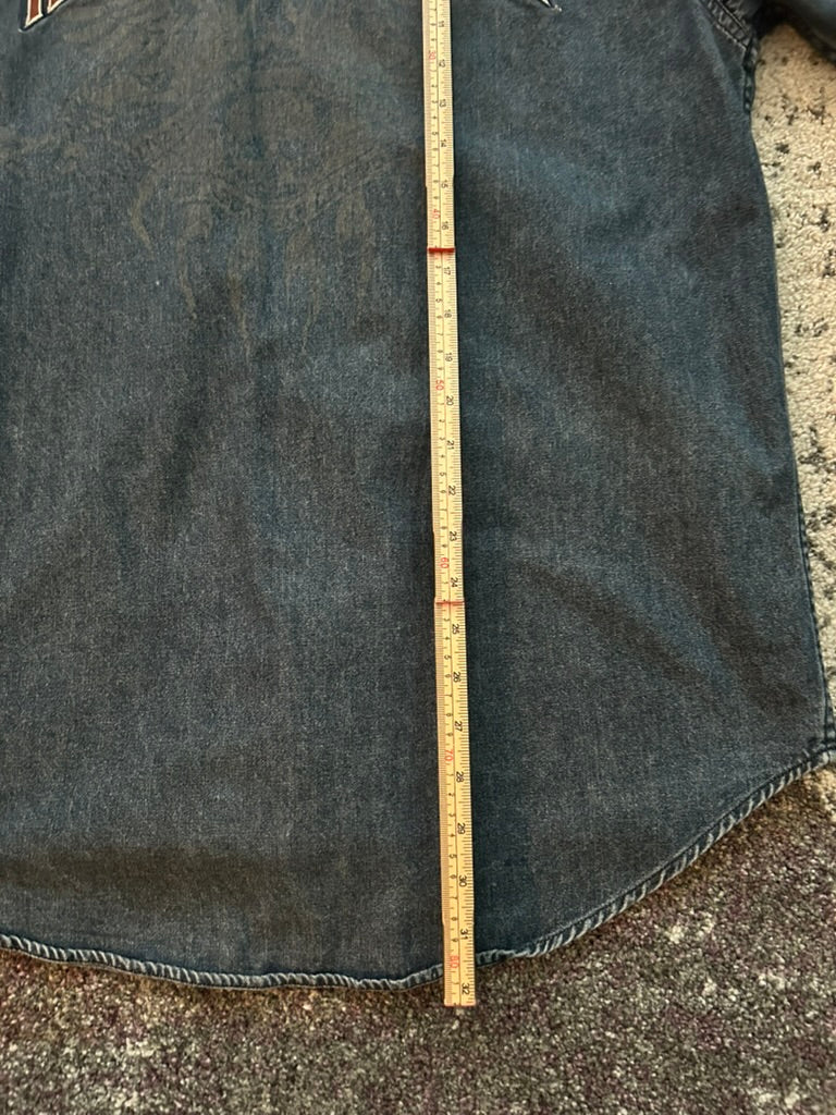 Vintage Harley-Davidson Denim Skull Flame Button-Up