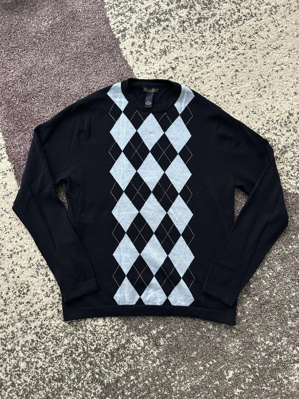 Garret Scott Men's Merino Wool Argyle Sweater Large