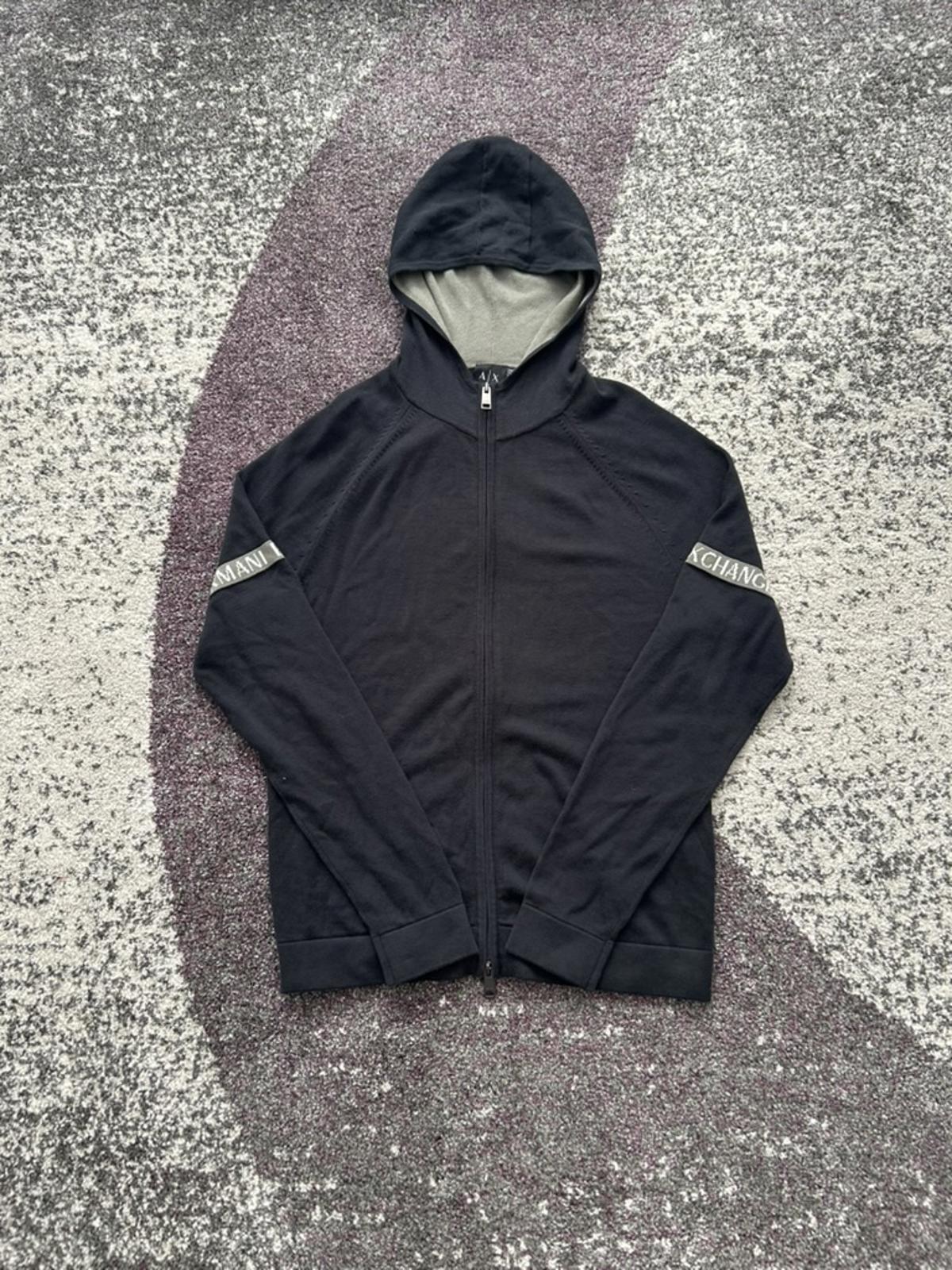 Armani Exchange Zip Hoodie – Logo Sleeve Tape, Slim Fit