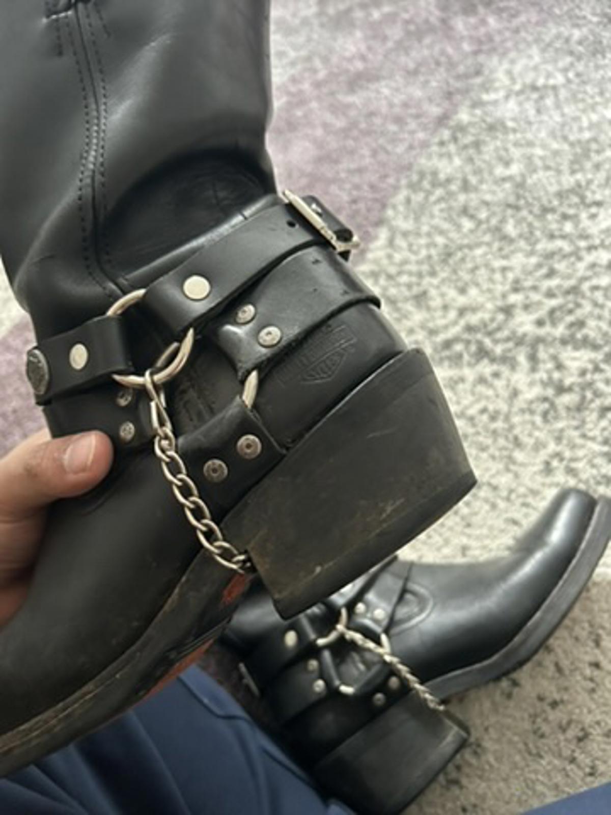 Vintage Harley-Davidson Black Leather Harness Boots