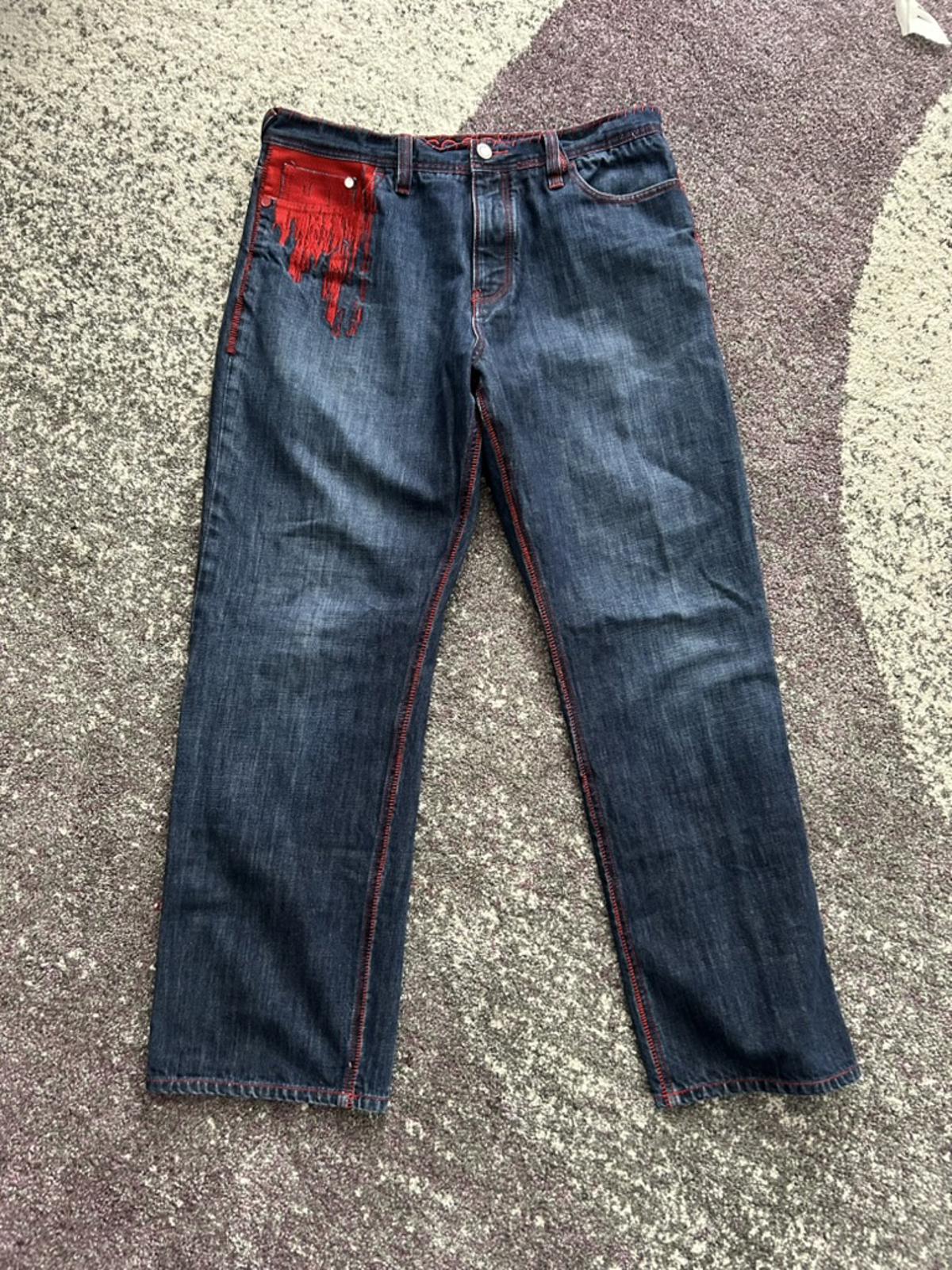 Coogi Men's Jeans with Red Stitching and Pocket Detail
