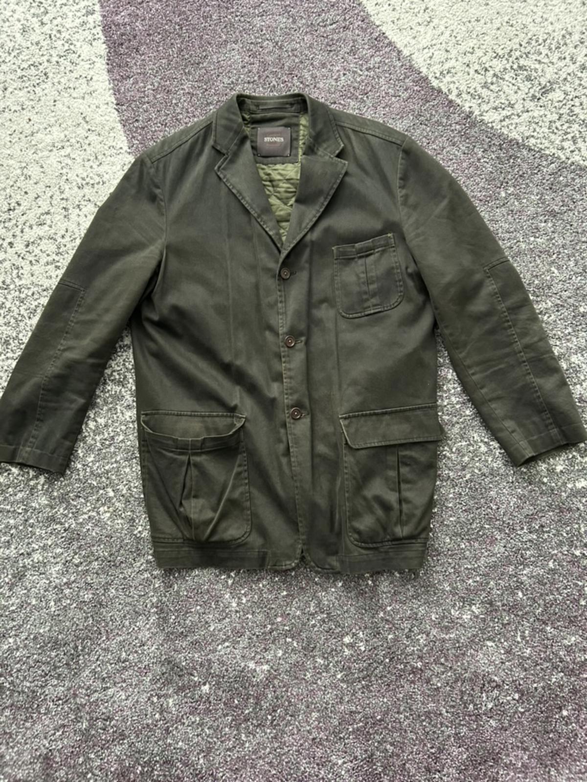 STONES Men's Olive Green Quilted Lined Blazer Jacket