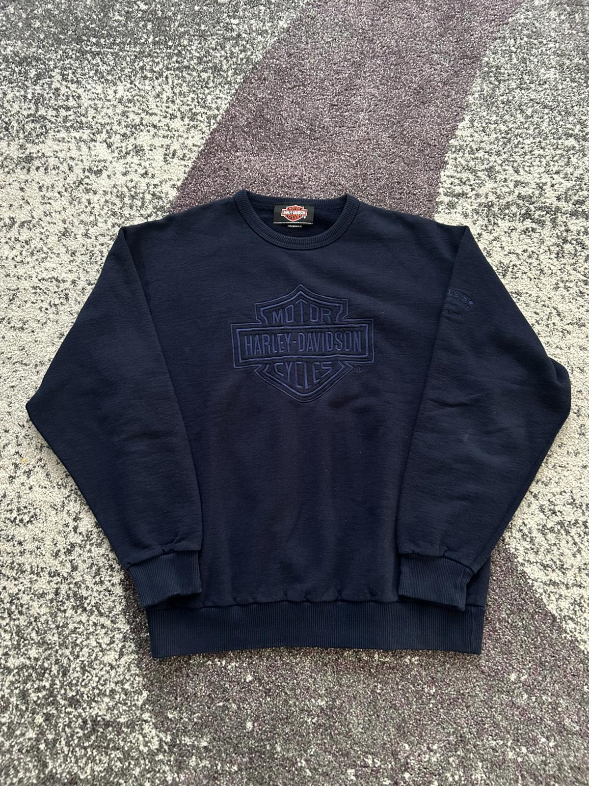 Vintage Harley-Davidson Navy Crewneck – Tonal Bar & Shield