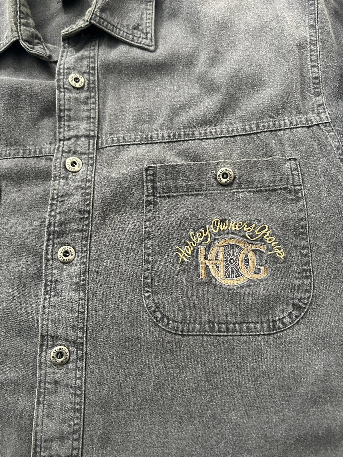Vintage Harley-Davidson H.O.G. Faded Black Denim Shirt