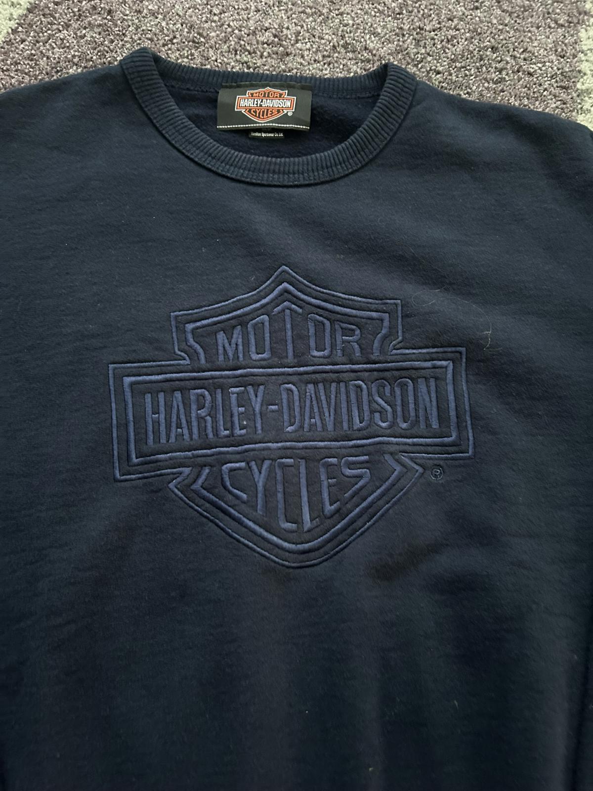 Vintage Harley-Davidson Navy Crewneck – Tonal Bar & Shield