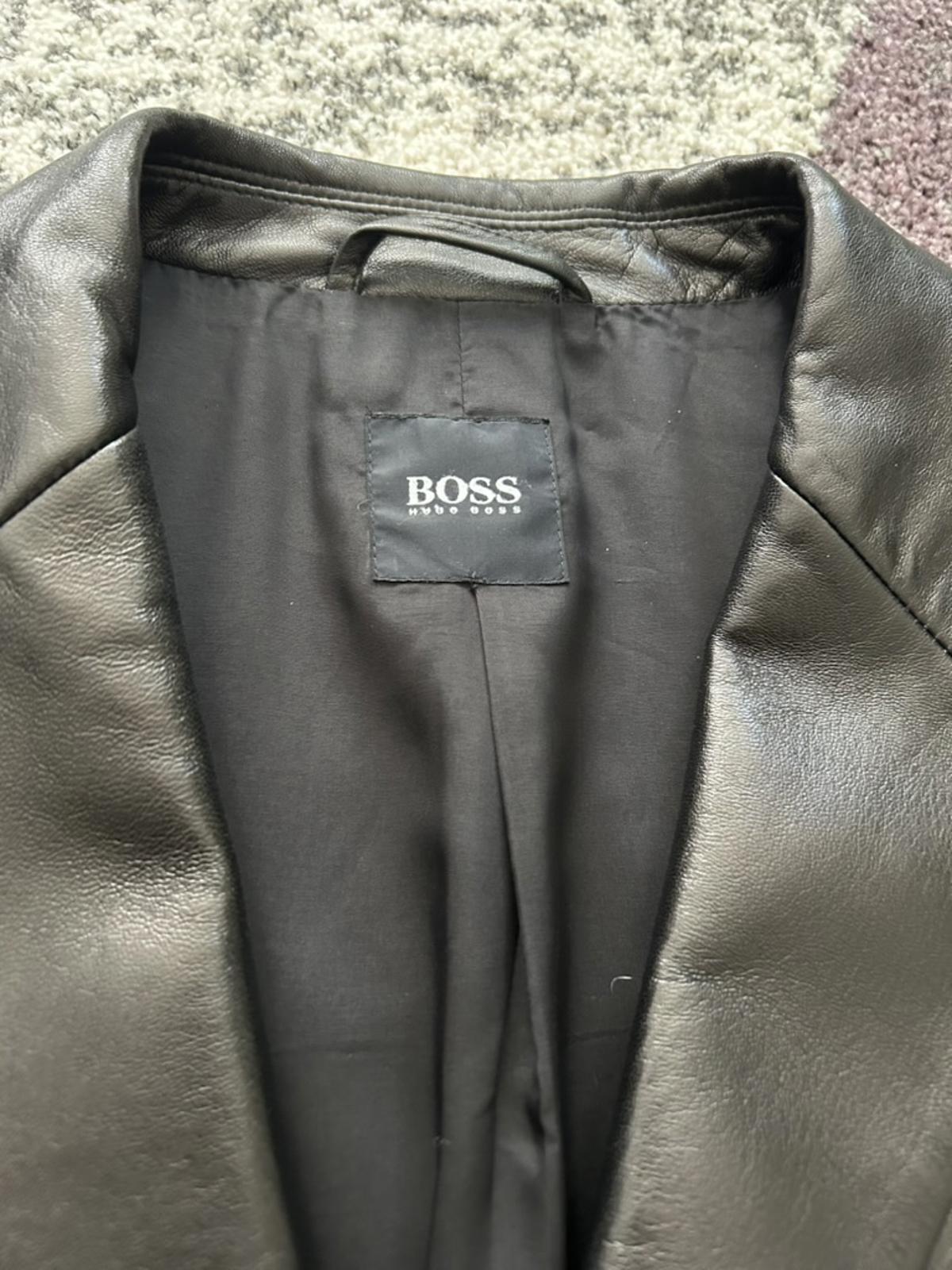 Hugo Boss Black Lambskin Leather Blazer Jacket