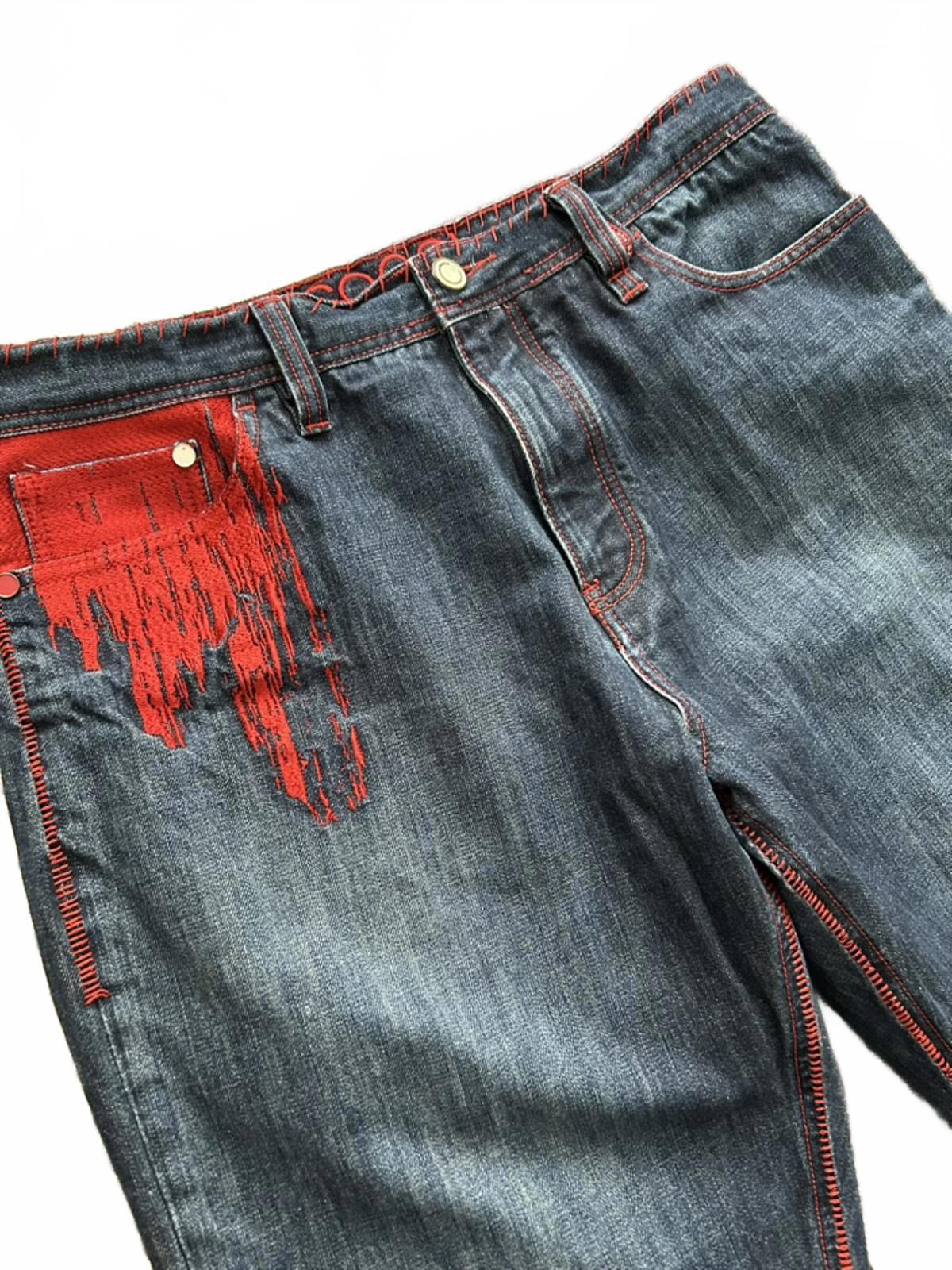 Coogi Men's Jeans with Red Stitching and Pocket Detail, Size