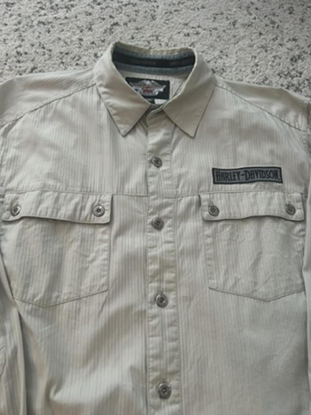 Harley-Davidson Men's Button-Up Embroidered Shirt - Beige