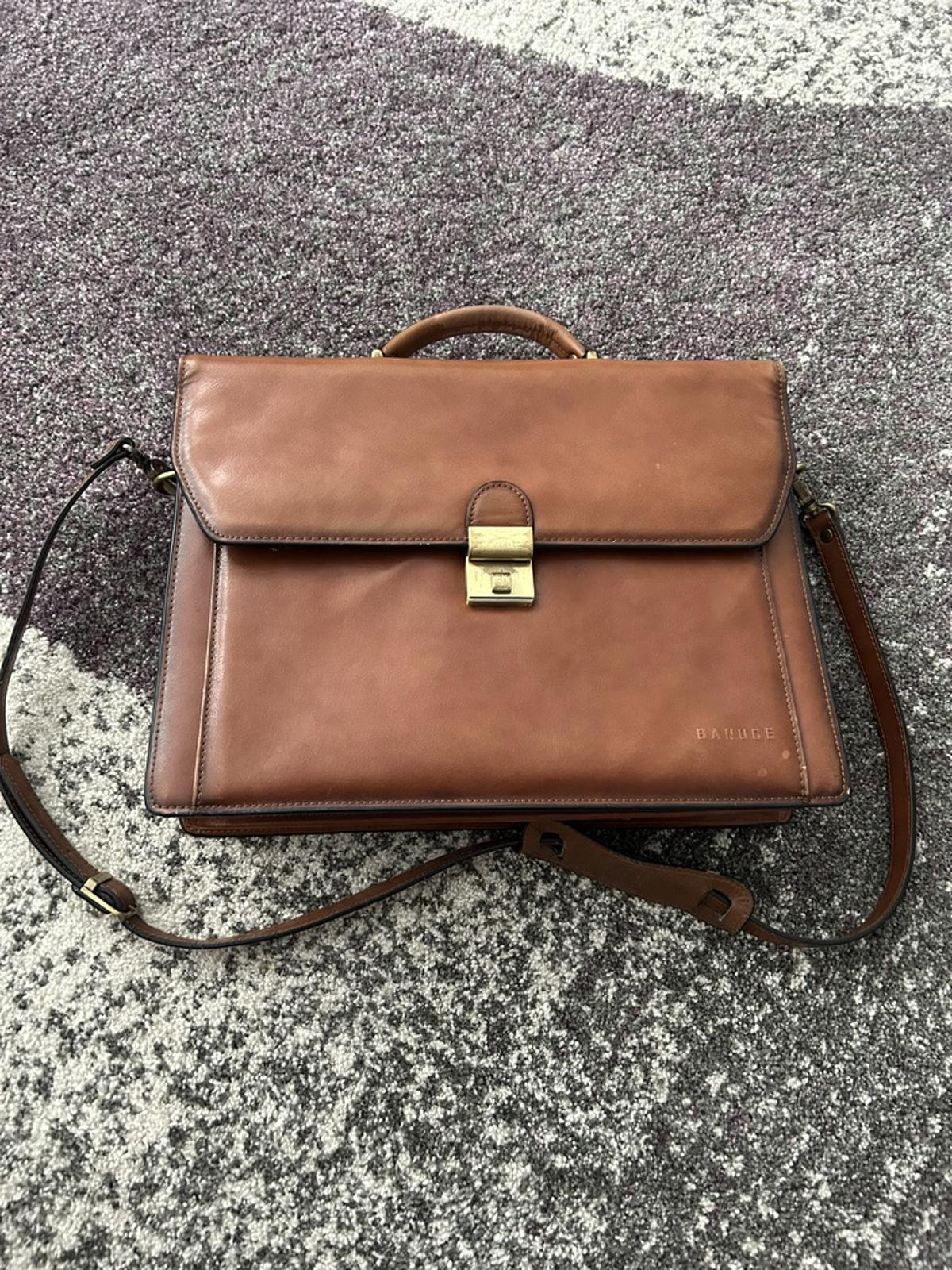 Banuce Leather Briefcase Crossbody