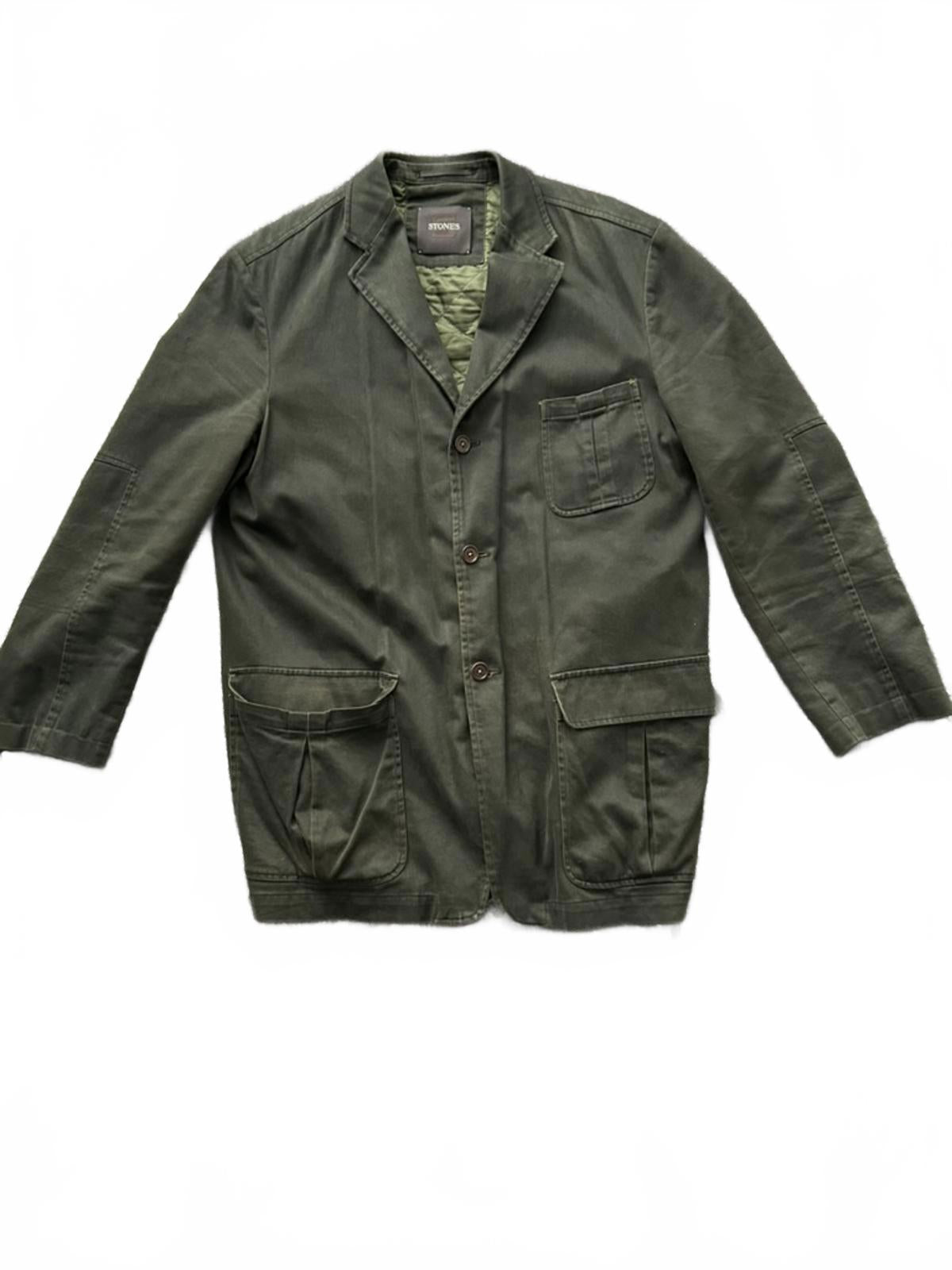 STONES Men's Olive Green Quilted Lined Blazer Jacket