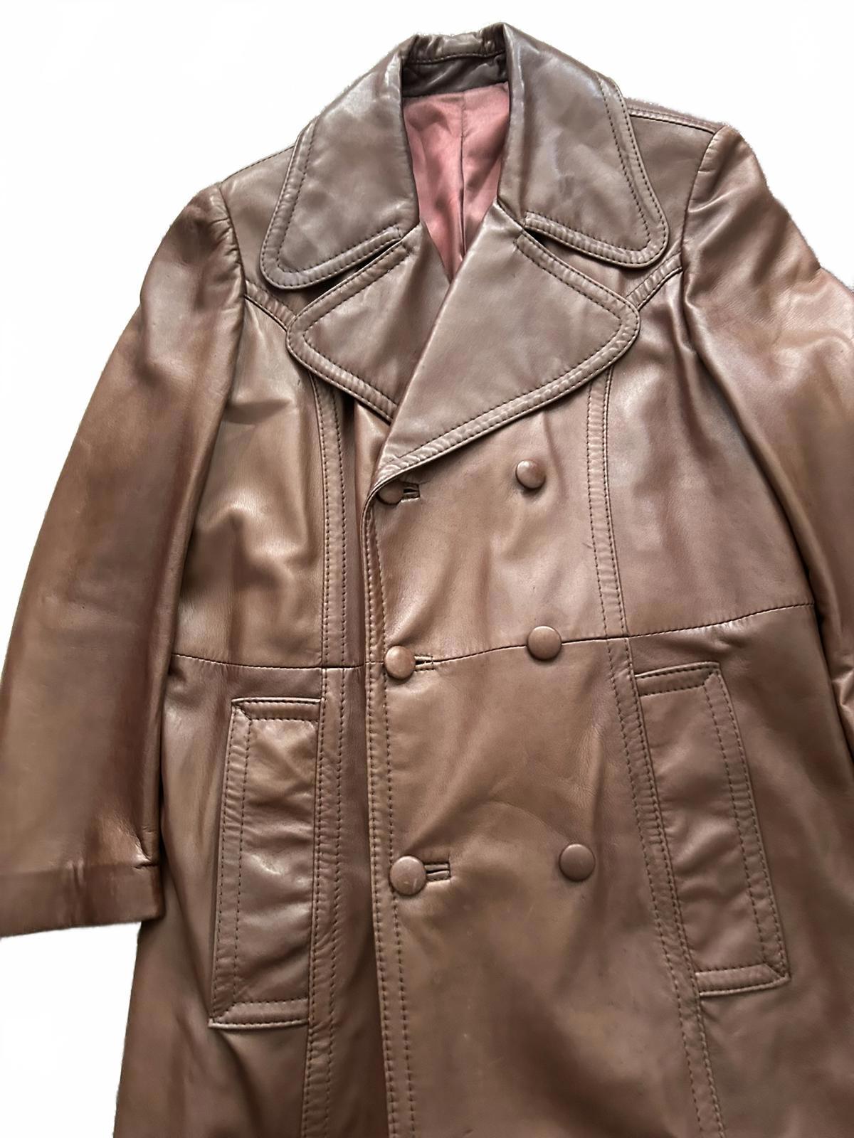 Vintage 70s Leather Double-Breasted Trench Coat