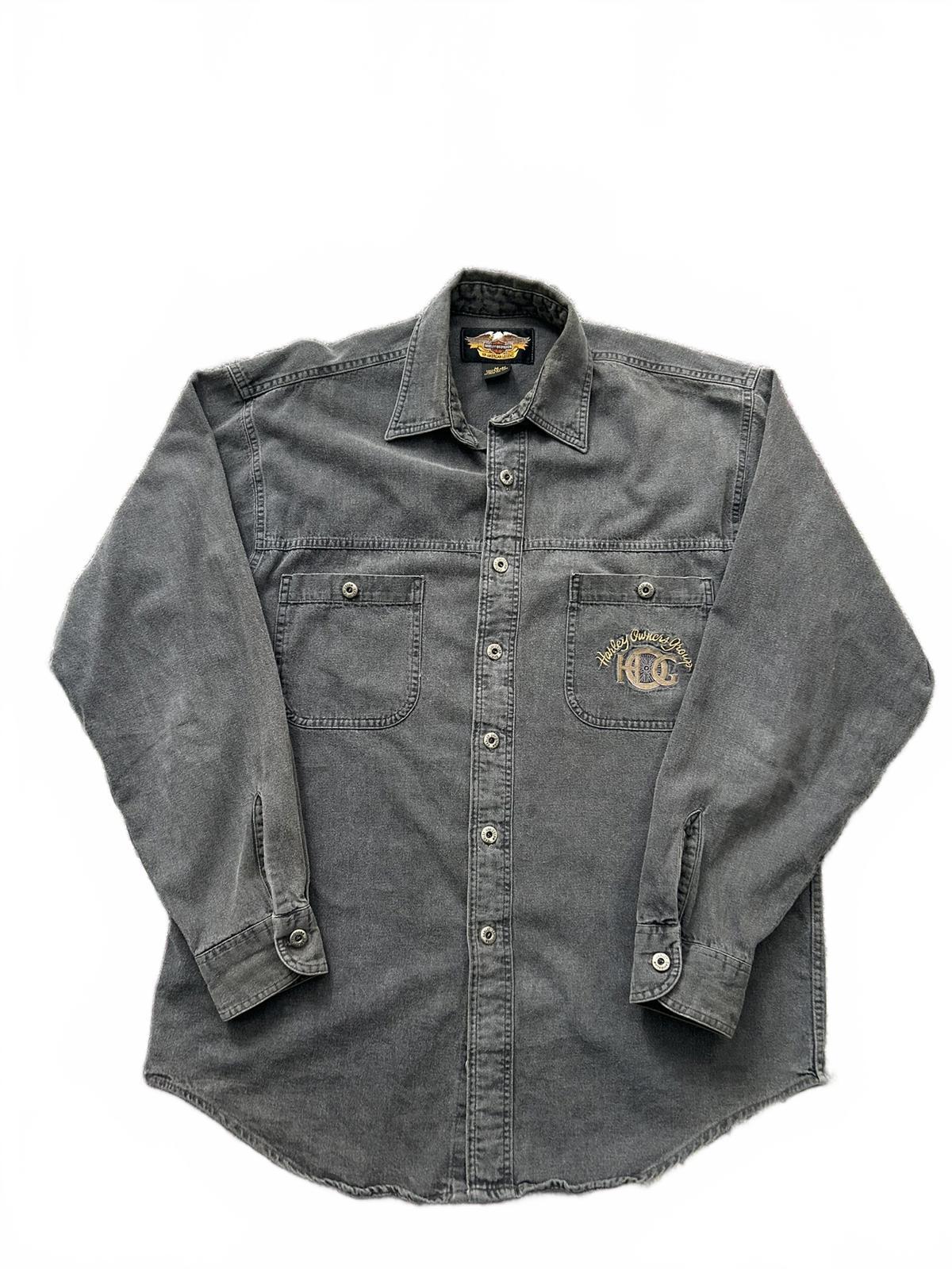 Vintage Harley-Davidson H.O.G. Faded Black Denim Shirt