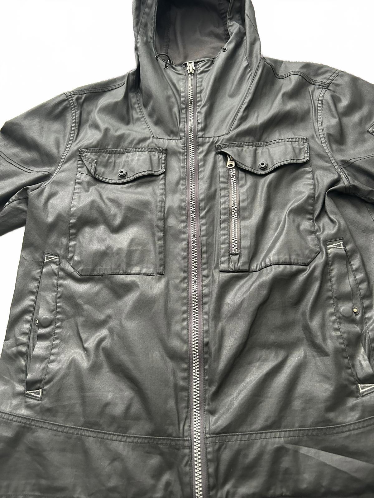 Men's Black Leather Hooded Jacket by Projek Raw