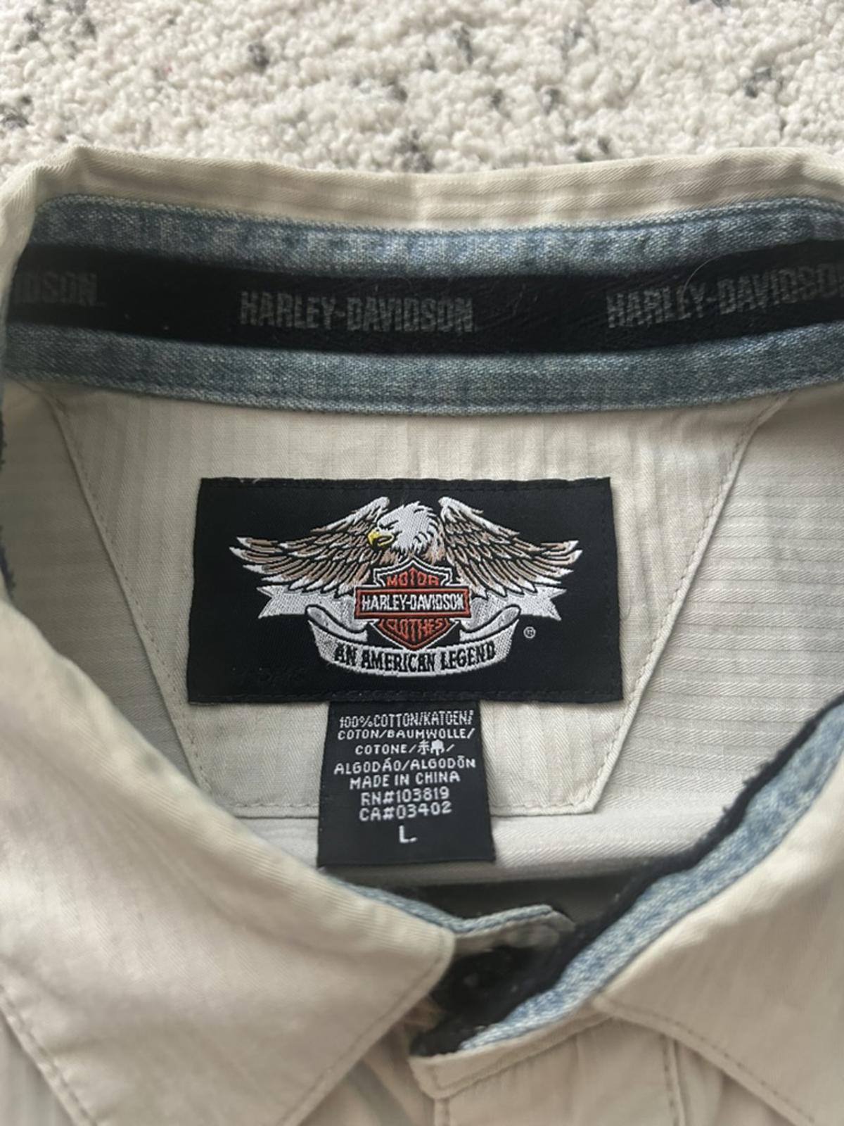 Harley-Davidson Men's Button-Up Embroidered Shirt - Beige