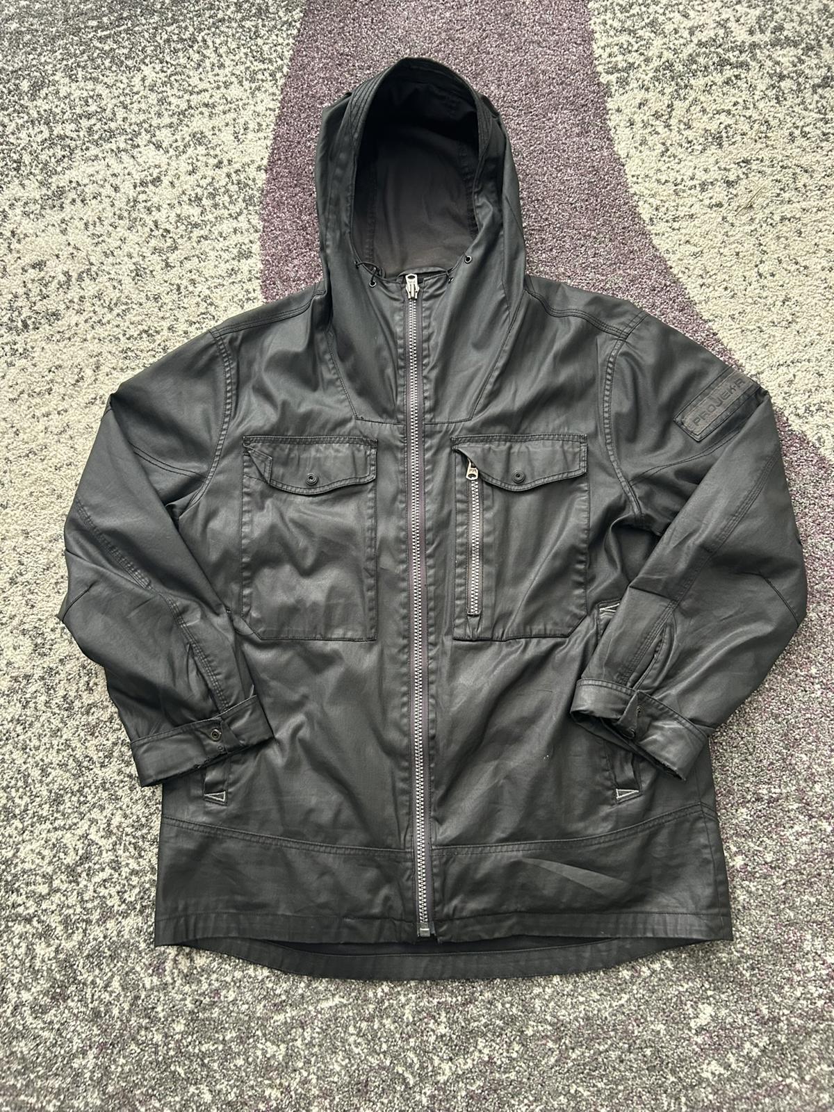 Men's Black Leather Hooded Jacket by Projek Raw