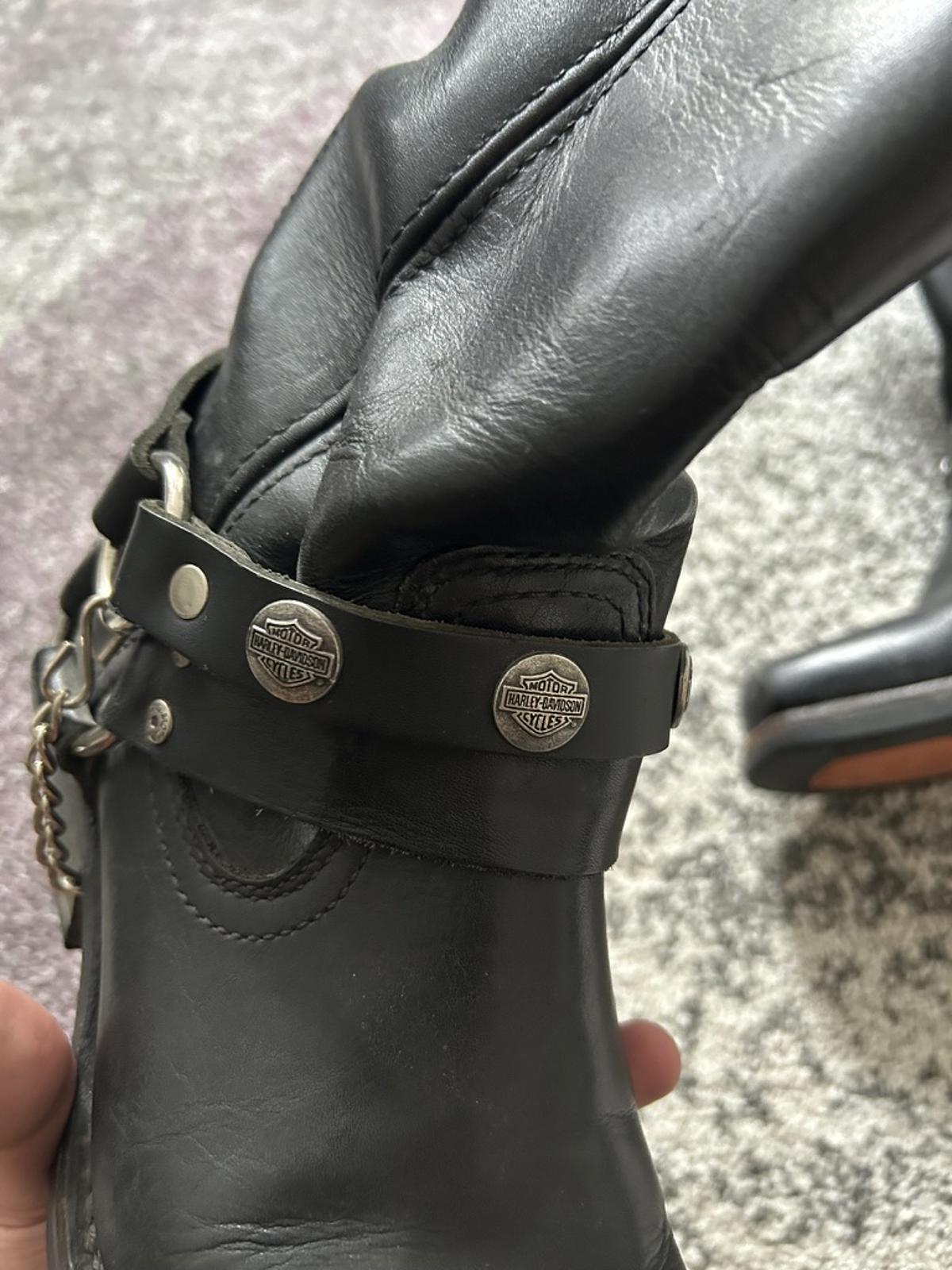 Vintage Harley-Davidson Black Leather Harness Boots