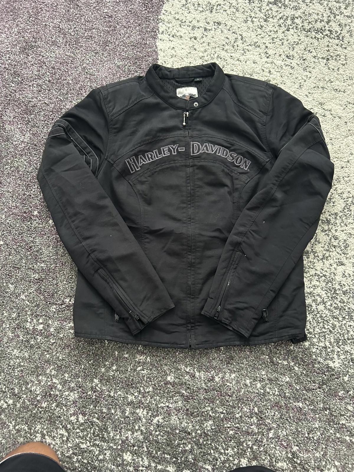 Black Harley-Davidson Riding Jacket with Embroidered Logos