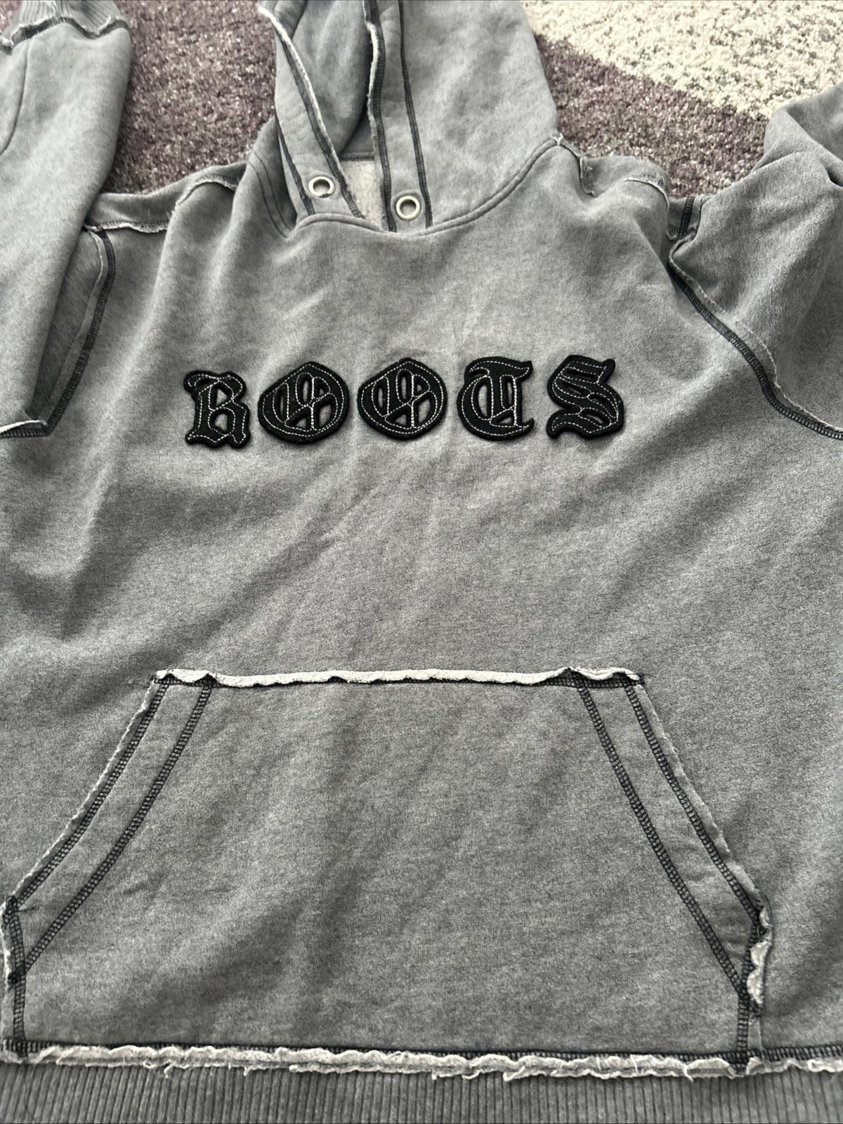 Roots Gothic Logo Hoodie – Distressed Grey Pullover