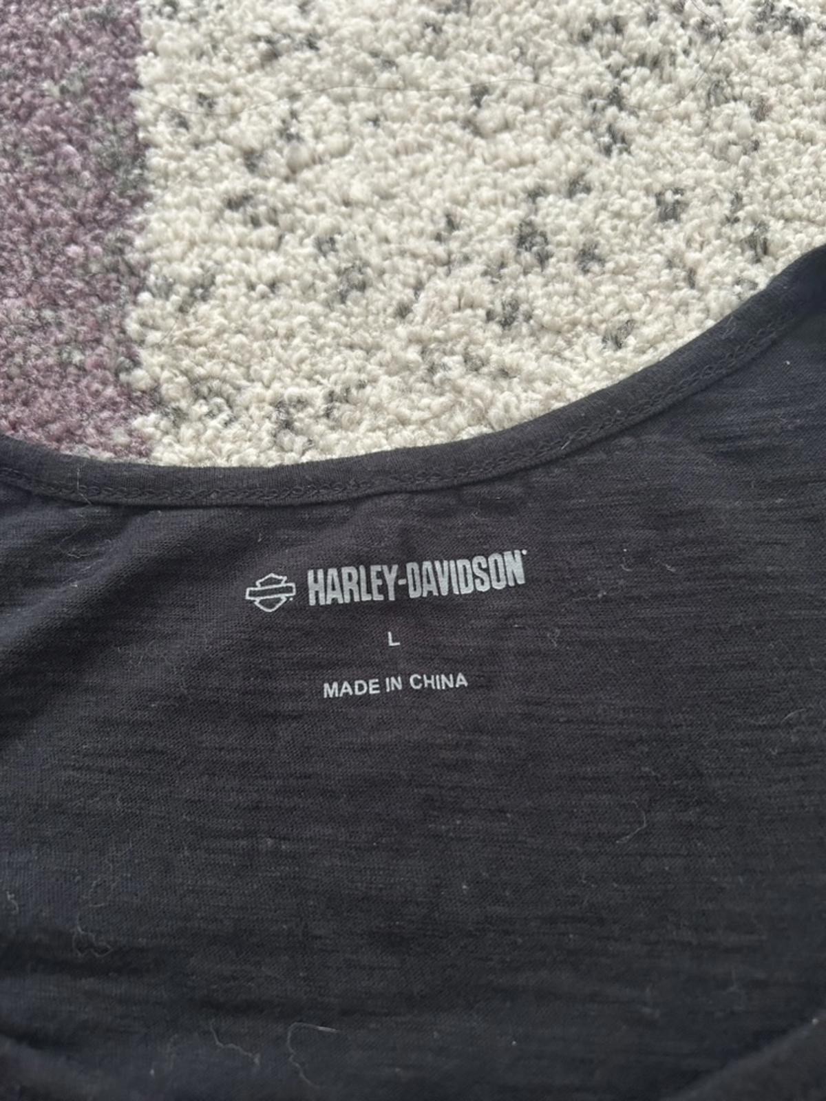 Harley-Davidson Black Long Sleeve Henley Logo Tee – 1903