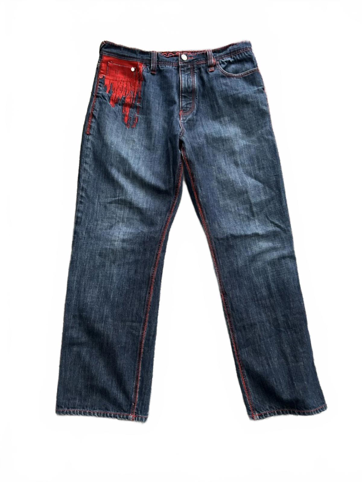 Coogi Men's Jeans with Red Stitching and Pocket Detail, Size