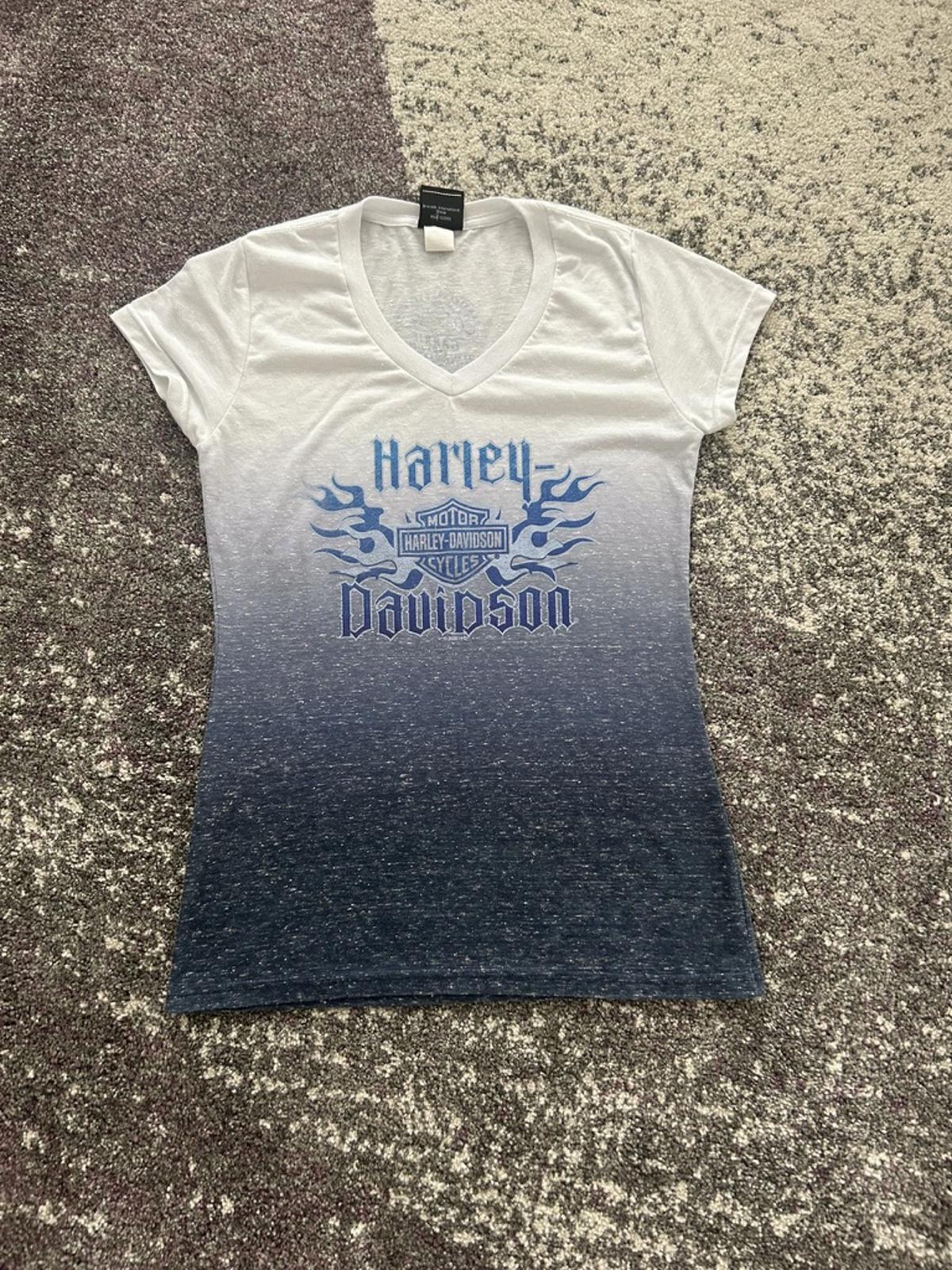 Harley-Davidson Blue Flame Ombre V-Neck Tee – Barrie