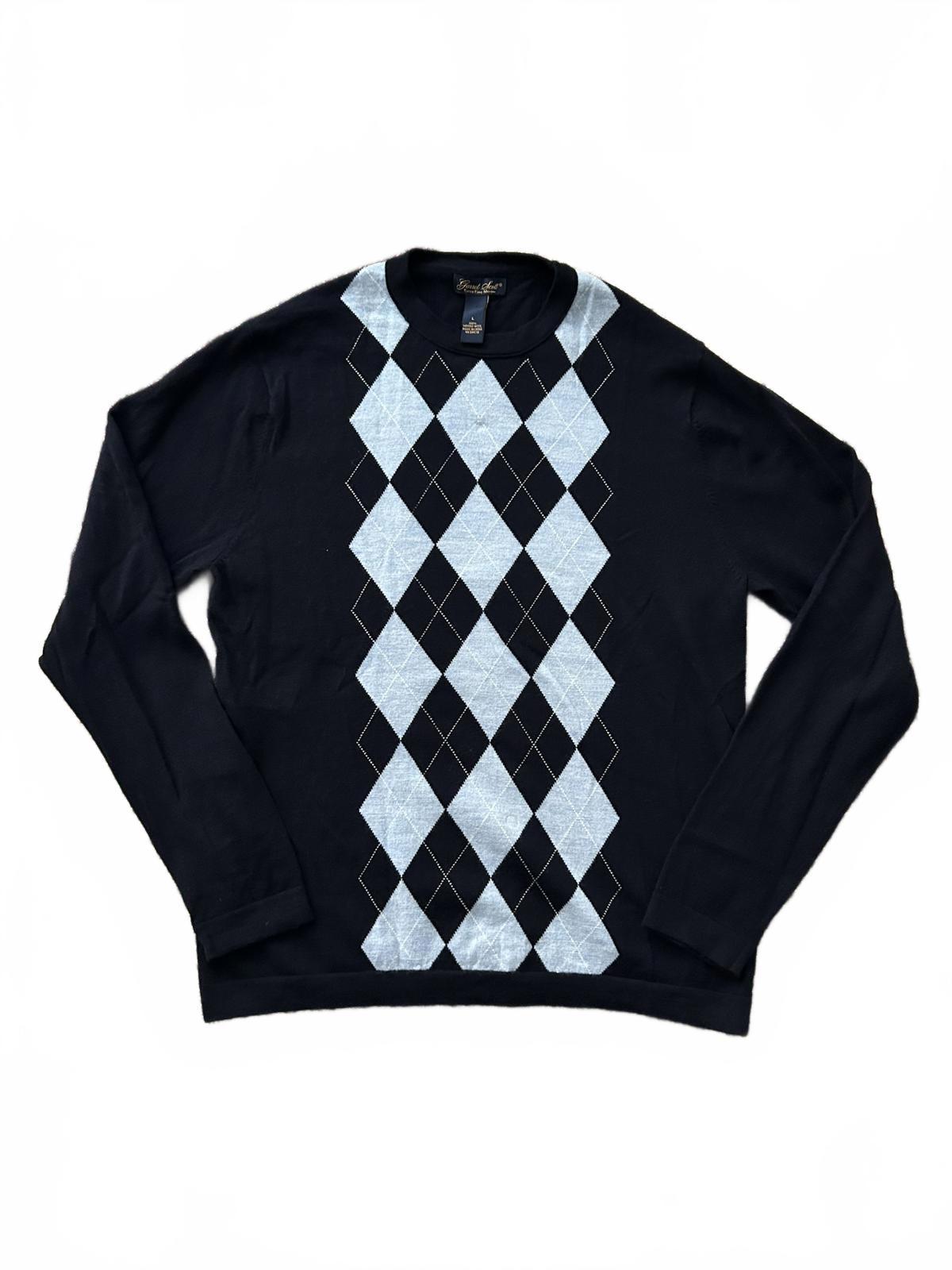 Garret Scott Men's Merino Wool Argyle Sweater Large