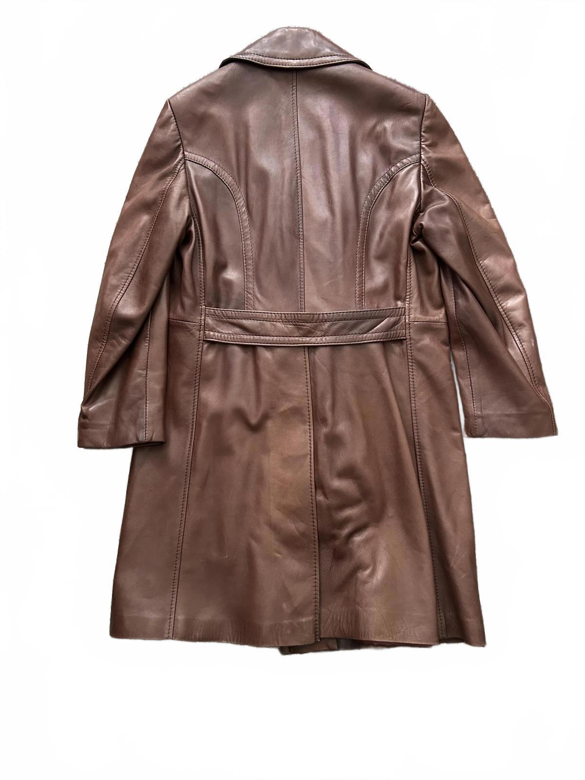 Vintage 70s Leather Double-Breasted Trench Coat