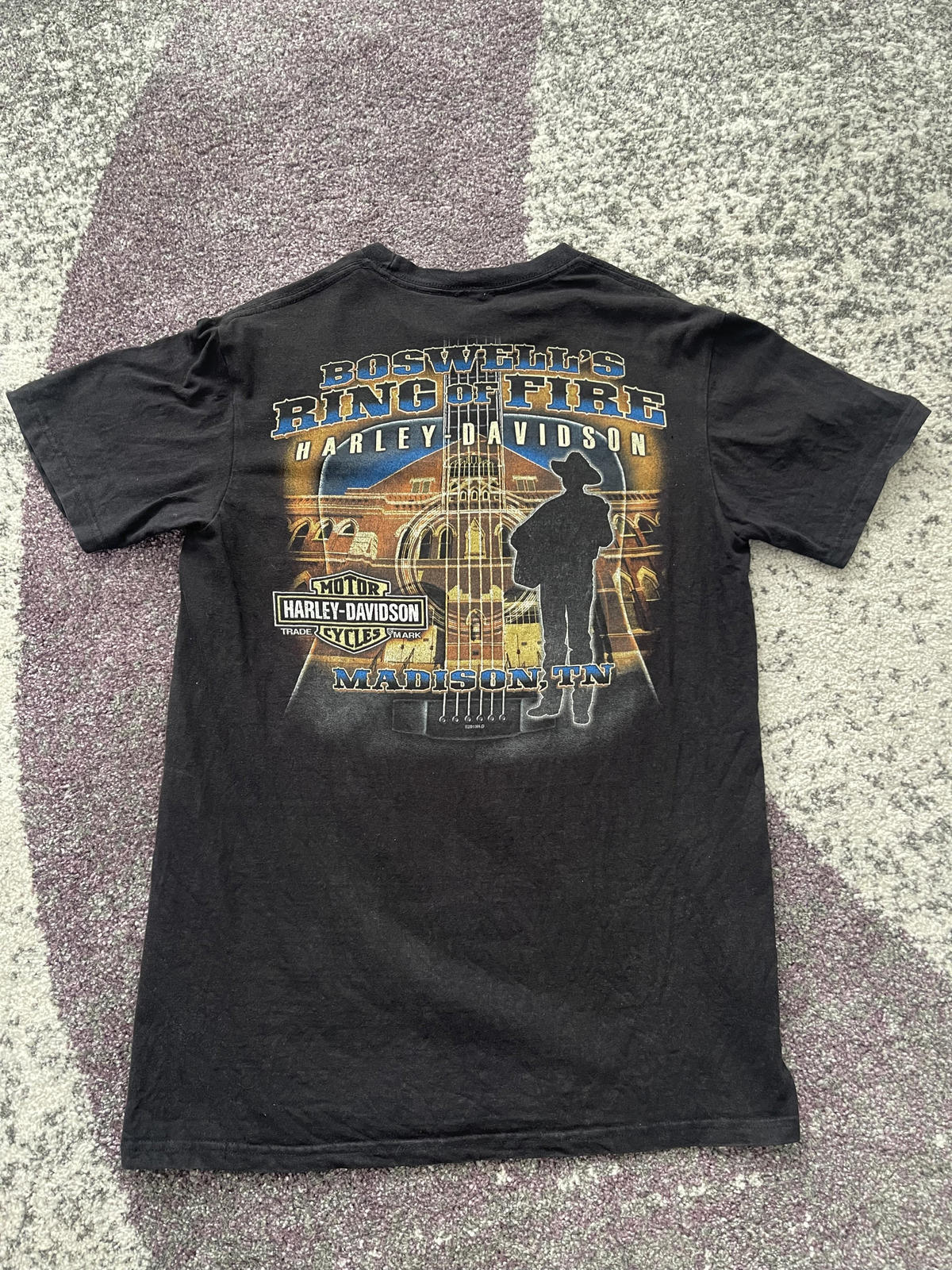 Faded 2013 Harley-Davidson Flame Wing Tee – Biker Skull Tag