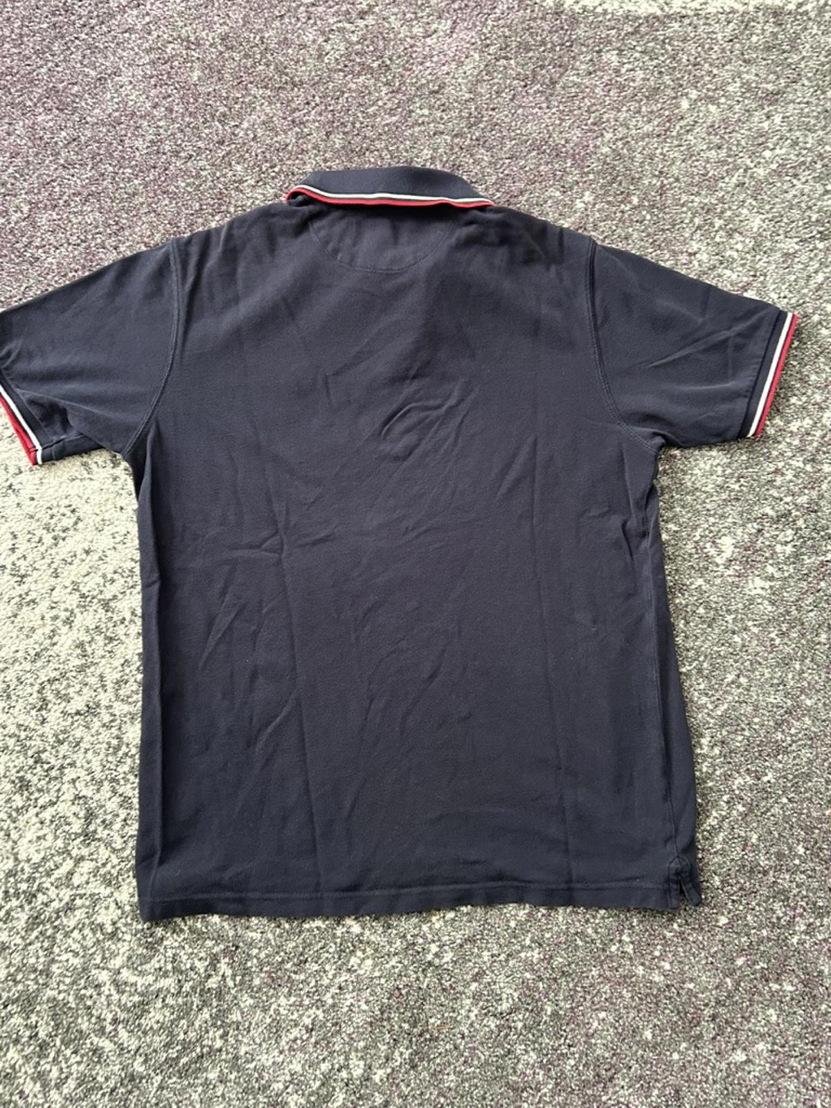 Chaps Black Polo Shirt with Red and White Trim, Medium