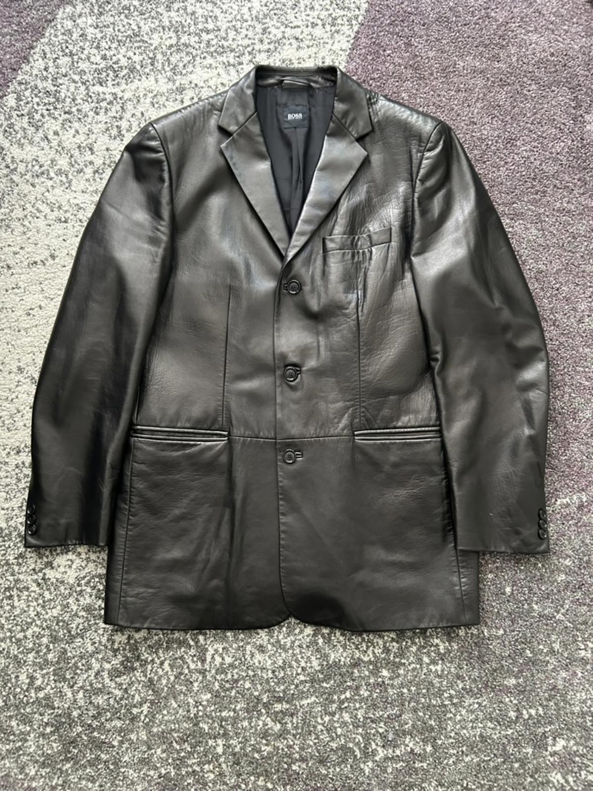Hugo Boss Black Lambskin Leather Blazer Jacket