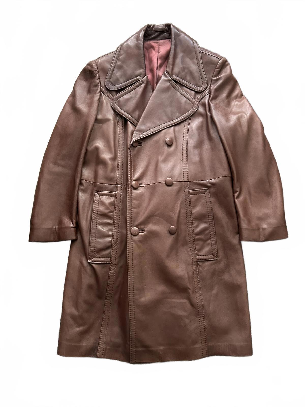 Vintage 70s Leather Double-Breasted Trench Coat