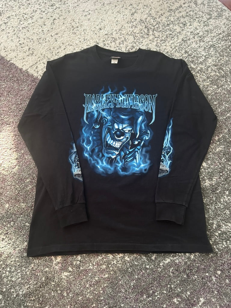 Harley Davidson Long Sleeve Tee - Grim Clown Design