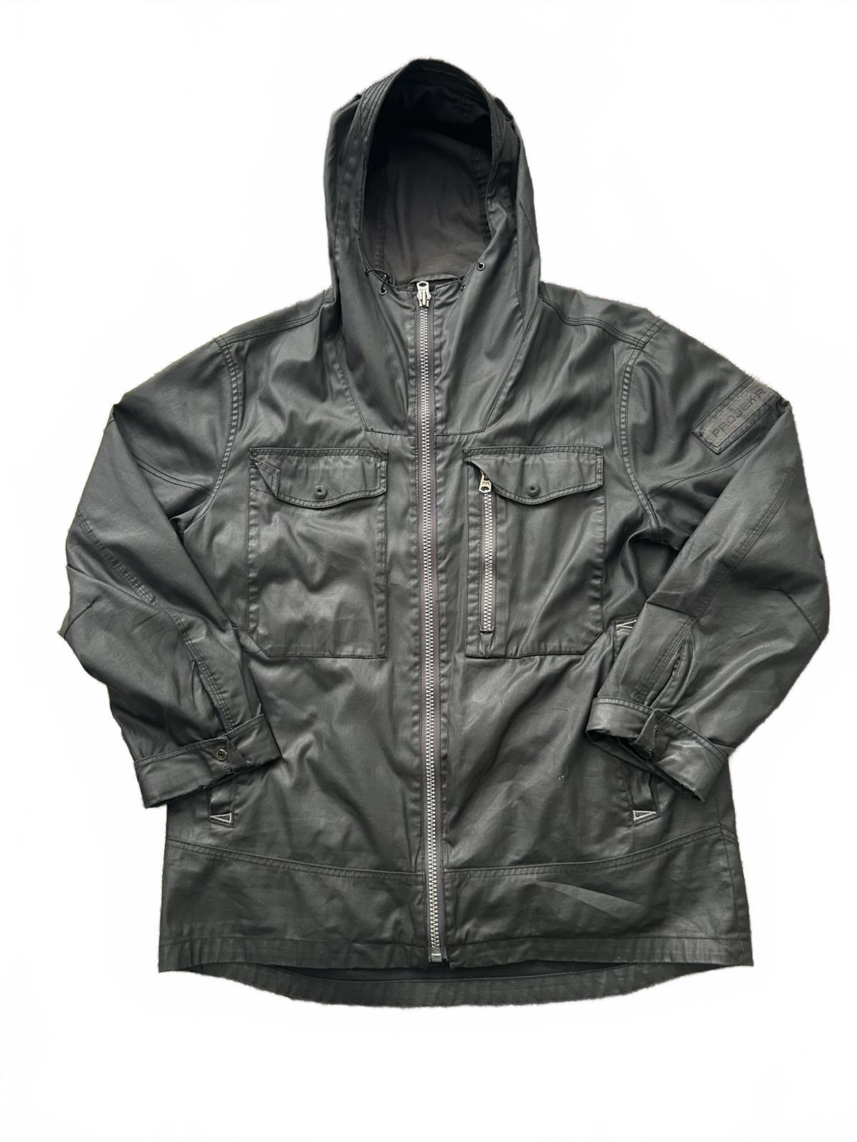 Men's Black Leather Hooded Jacket by Projek Raw