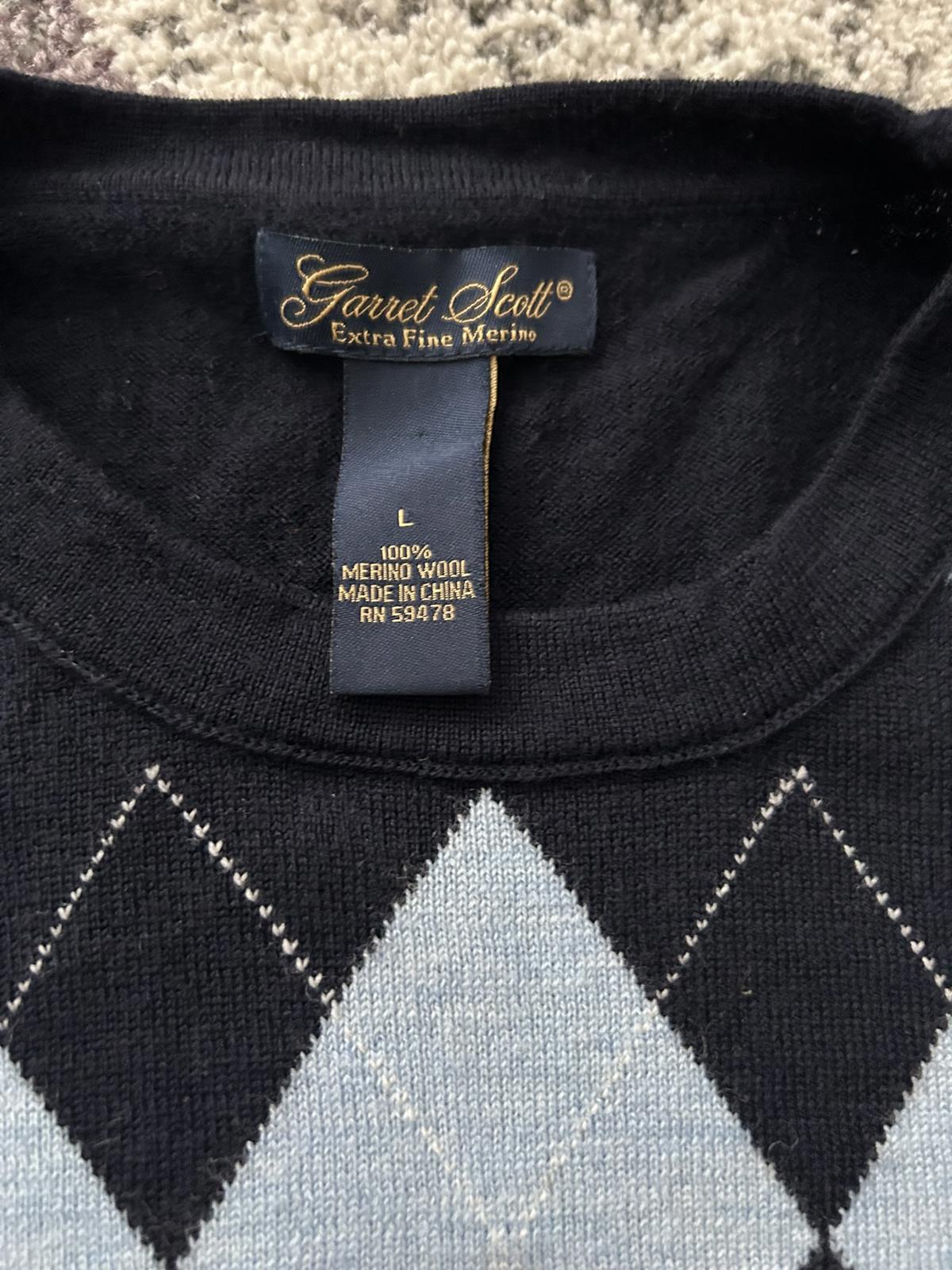 Garret Scott Men's Merino Wool Argyle Sweater Large