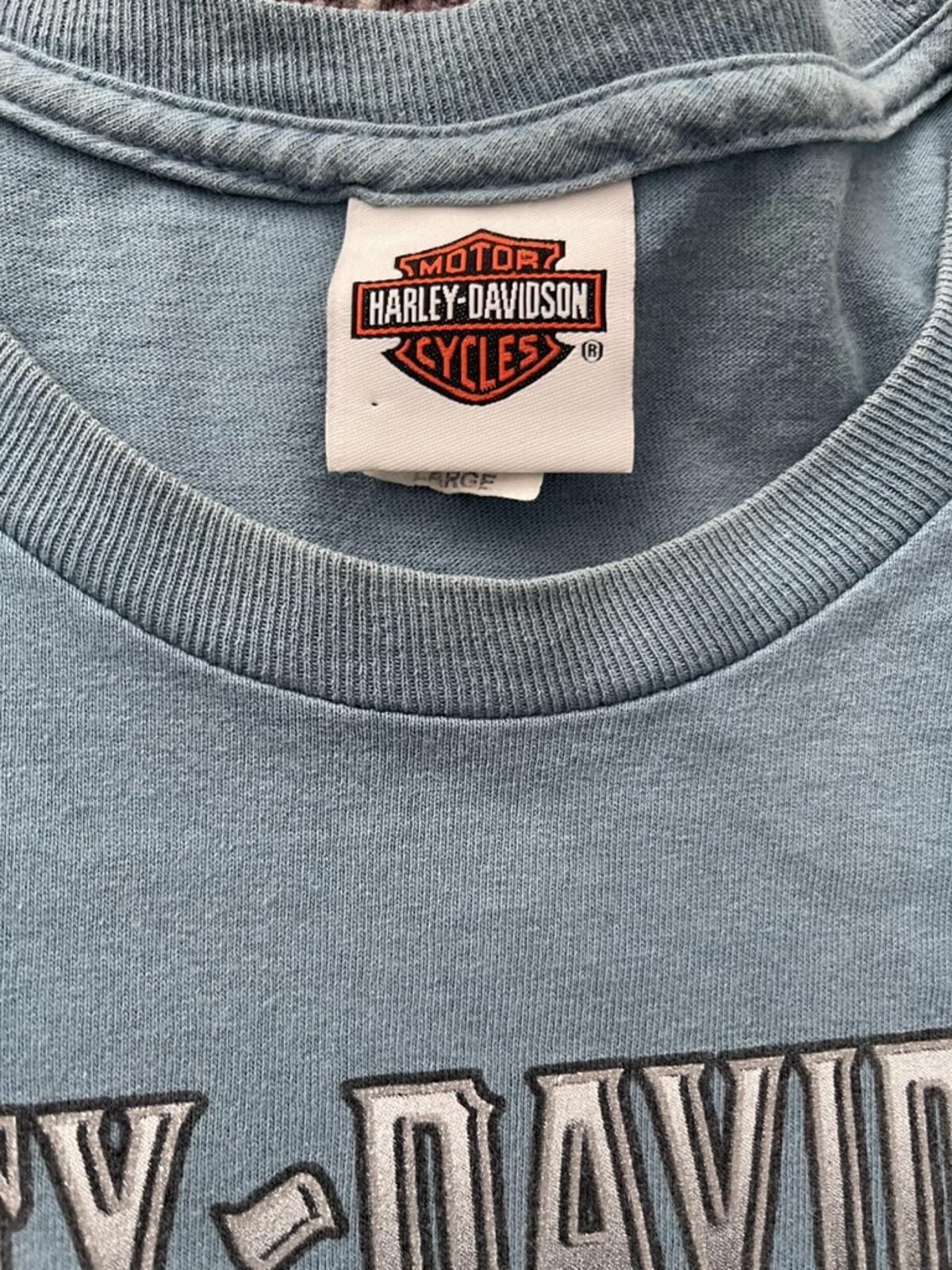 Vintage Harley-Davidson Tribal Logo Tee – Steel Blue Fade