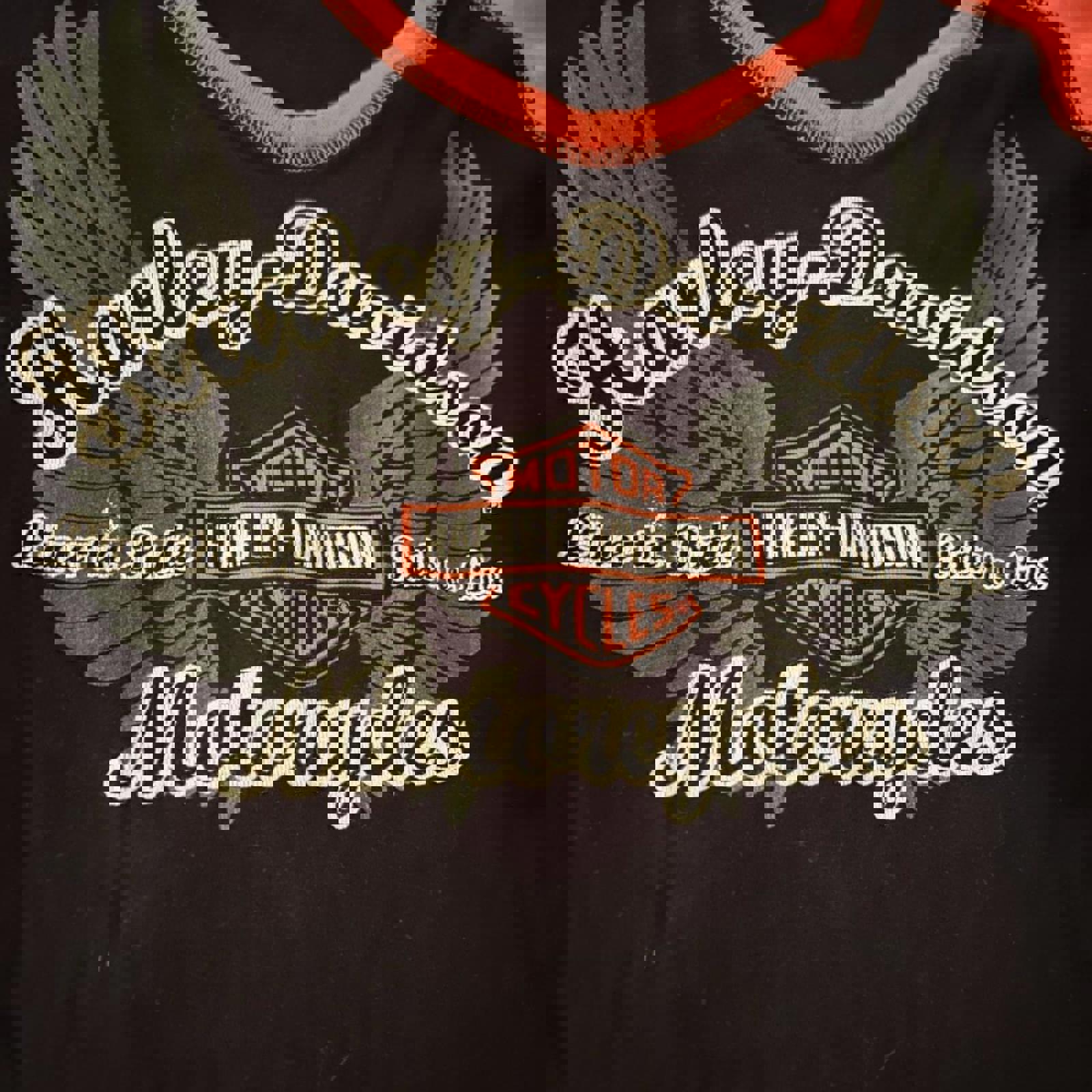 Harley-Davidson Black & Orange Wing Logo V-Neck Tee