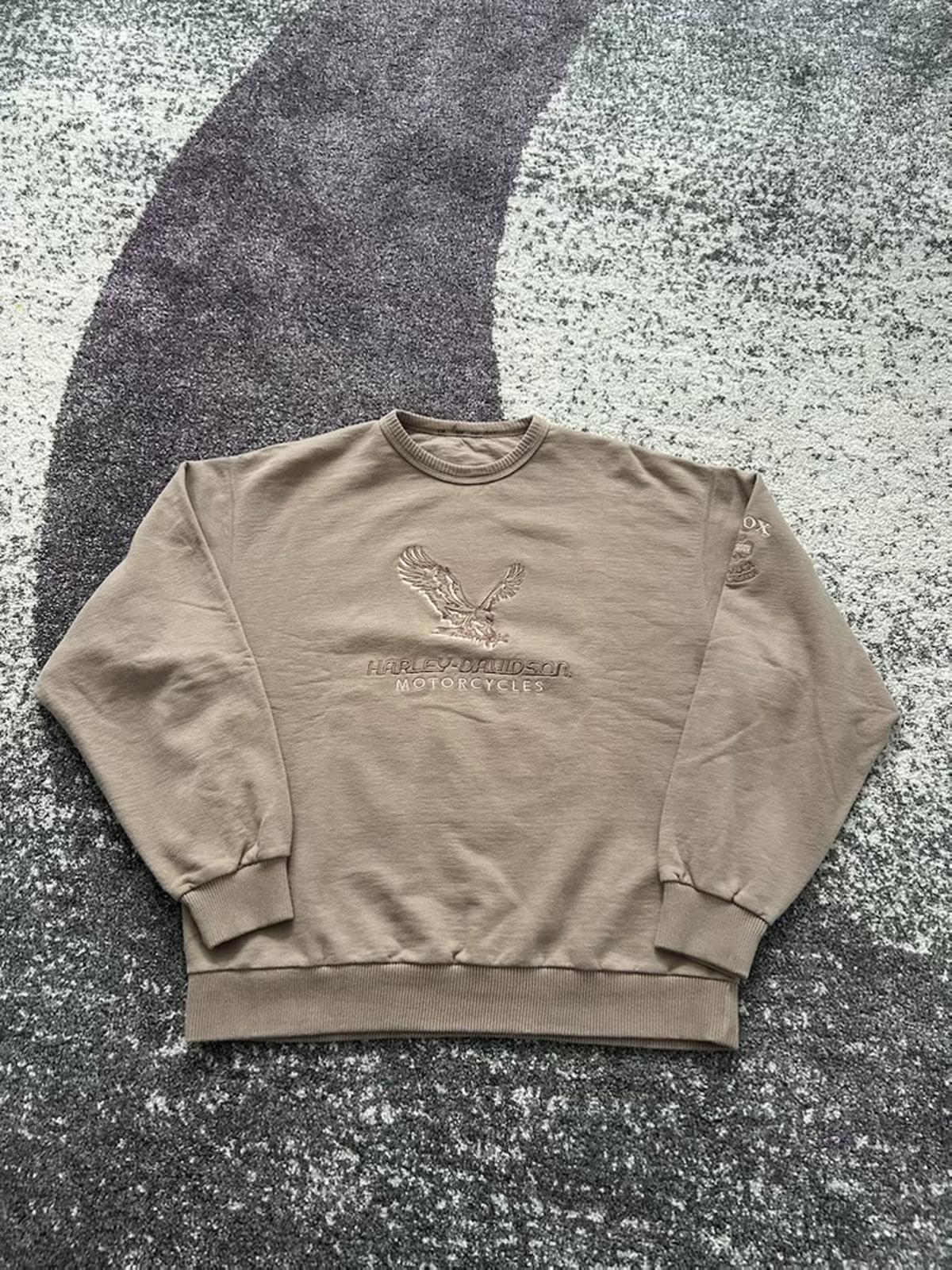 Harley-Davidson Embroidered Crewneck Sweatshirt - Beige