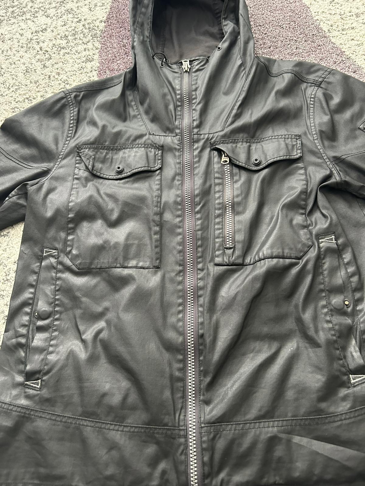 Men's Black Leather Hooded Jacket by Projek Raw