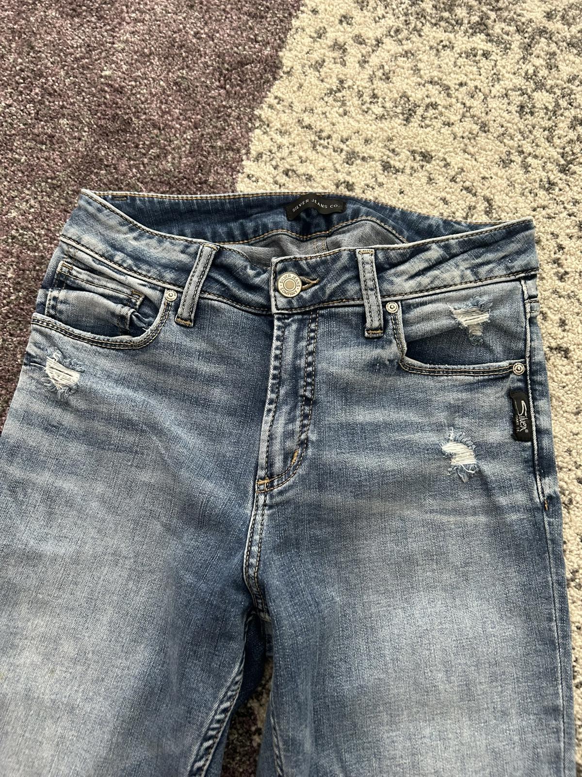 Silver Jeans Co. Women's Avery Skinny Distressed Blue Jeans