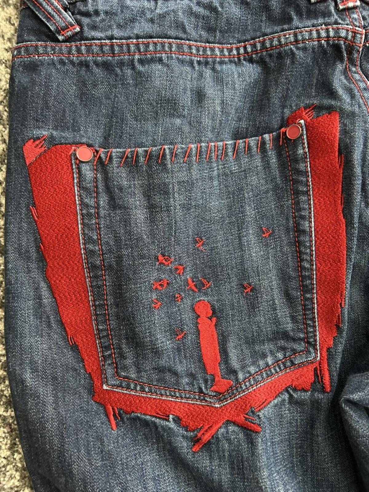 Coogi Men's Jeans with Red Stitching and Pocket Detail