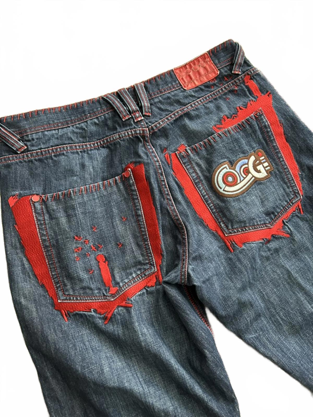 Coogi Men's Jeans with Red Stitching and Pocket Detail, Size