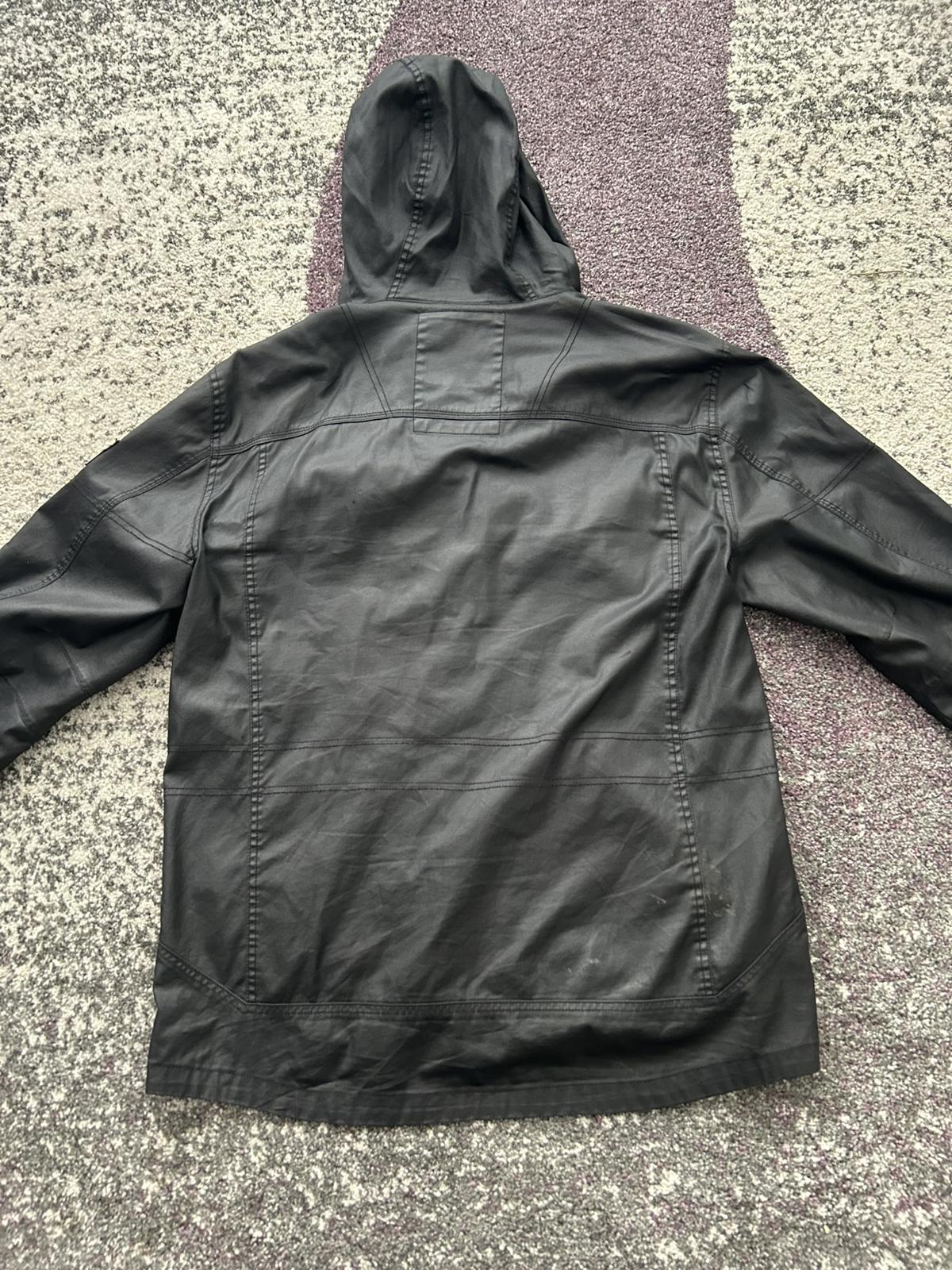 Men's Black Leather Hooded Jacket by Projek Raw