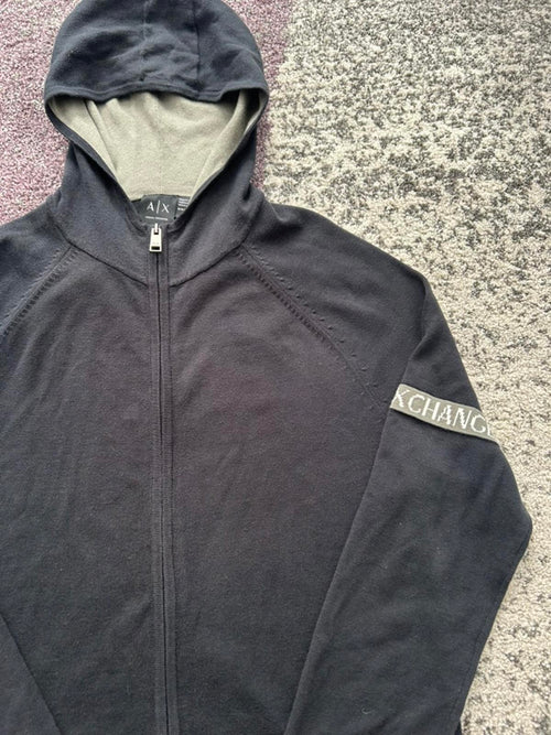 Armani Exchange Zip Hoodie – Logo Sleeve Tape, Slim Fit