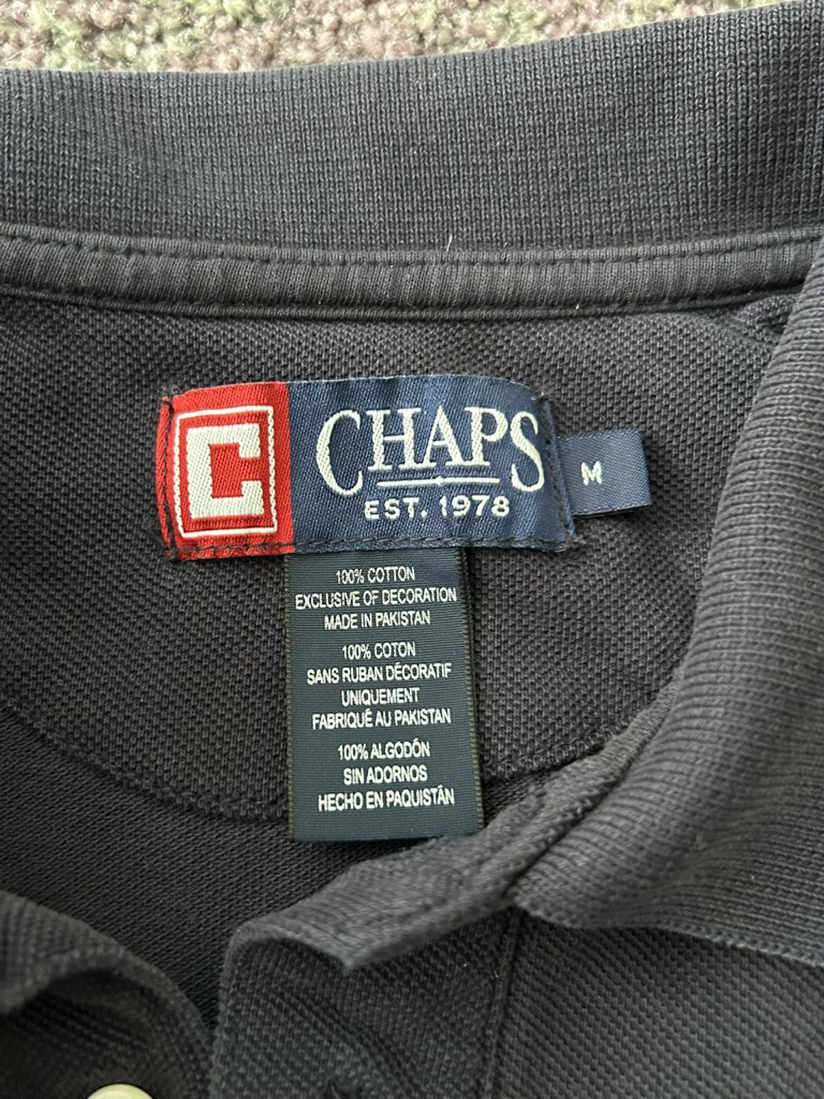 Chaps Black Polo Shirt with Red and White Trim, Medium