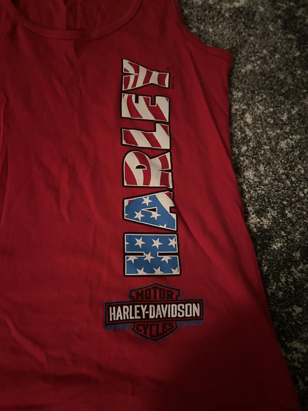 Harley-Davidson Women's Red Sleeveless Tank Top with USA The