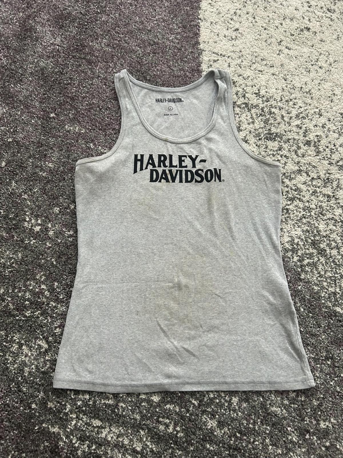 Vintage Grey Ribbed Harley-Davidson Tank Top — Large
