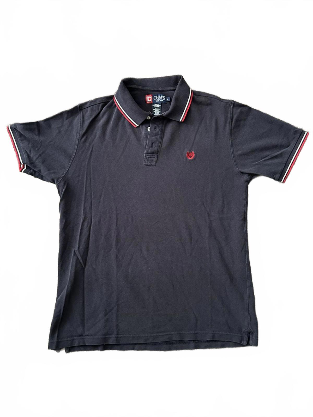 Chaps Black Polo Shirt with Red and White Trim, Medium