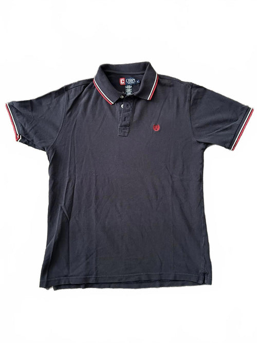Chaps Black Polo Shirt with Red and White Trim, Medium