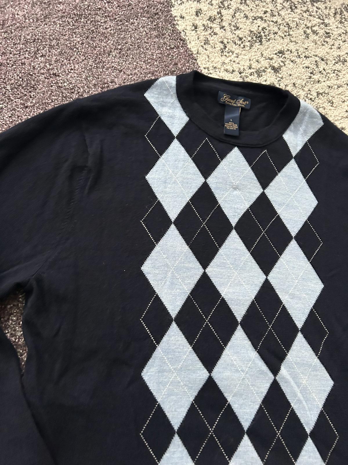 Garret Scott Men's Merino Wool Argyle Sweater Large