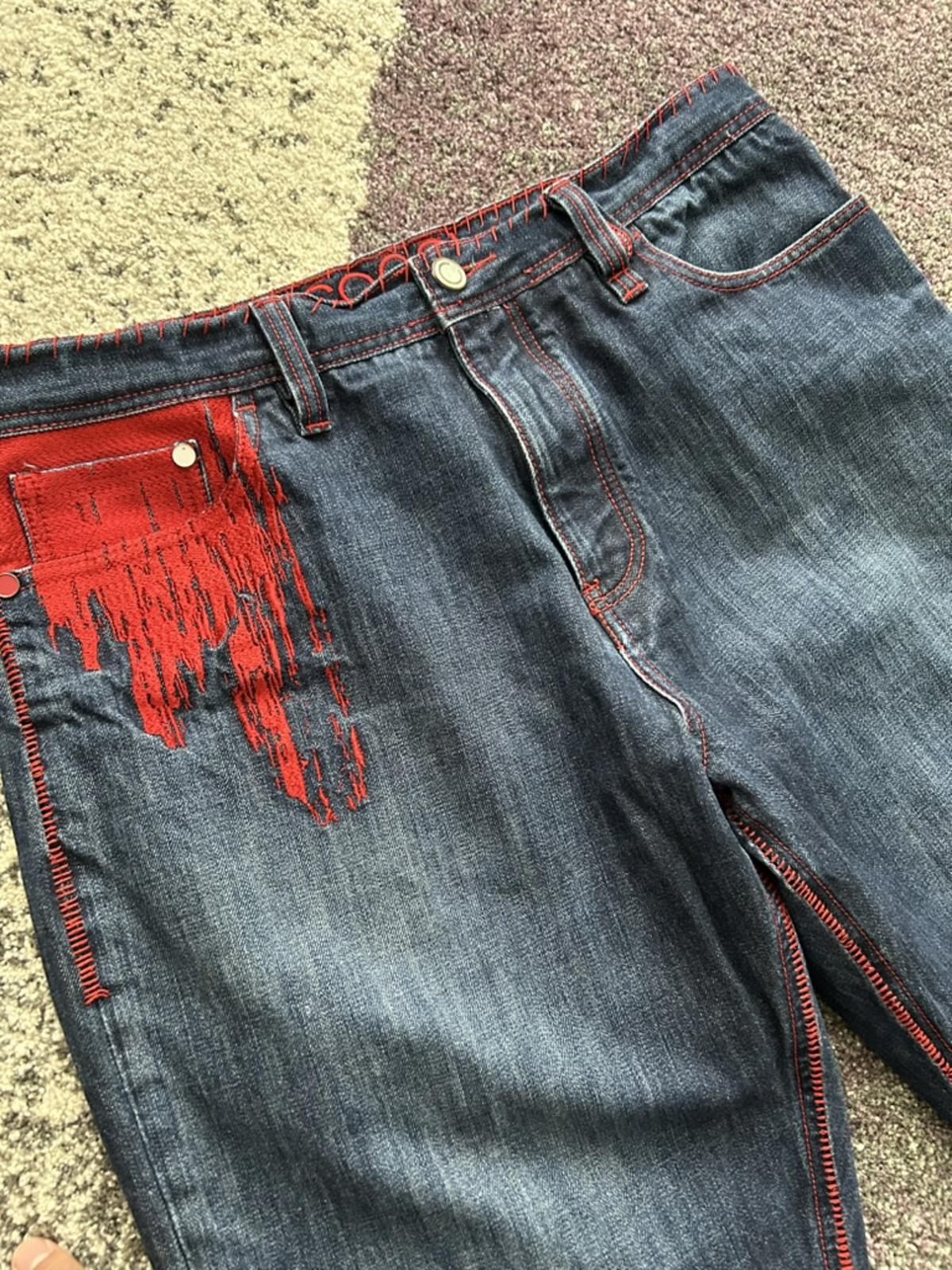 Coogi Men's Jeans with Red Stitching and Pocket Detail